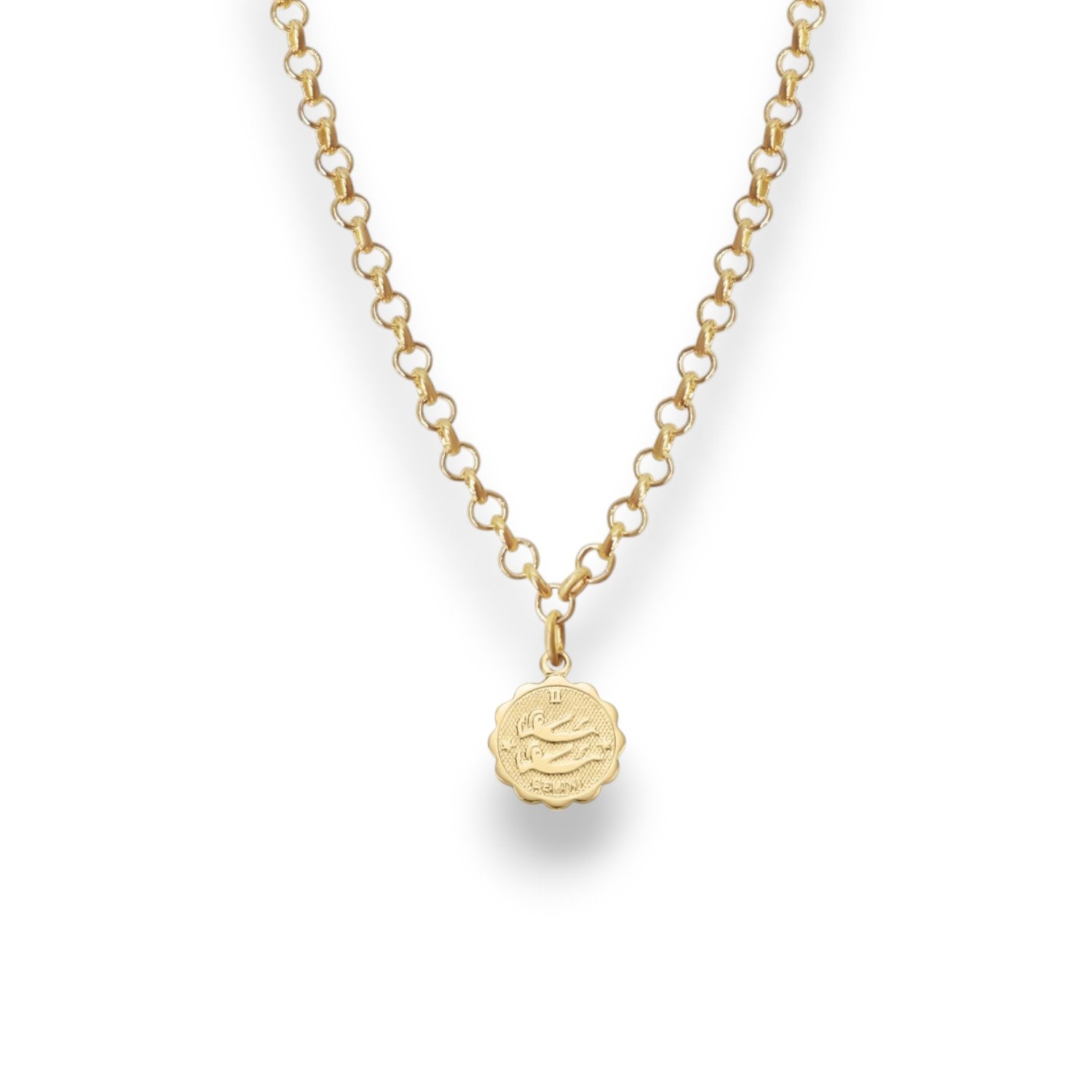 Gemini Zodiac Mini Medallion Chain Necklace
