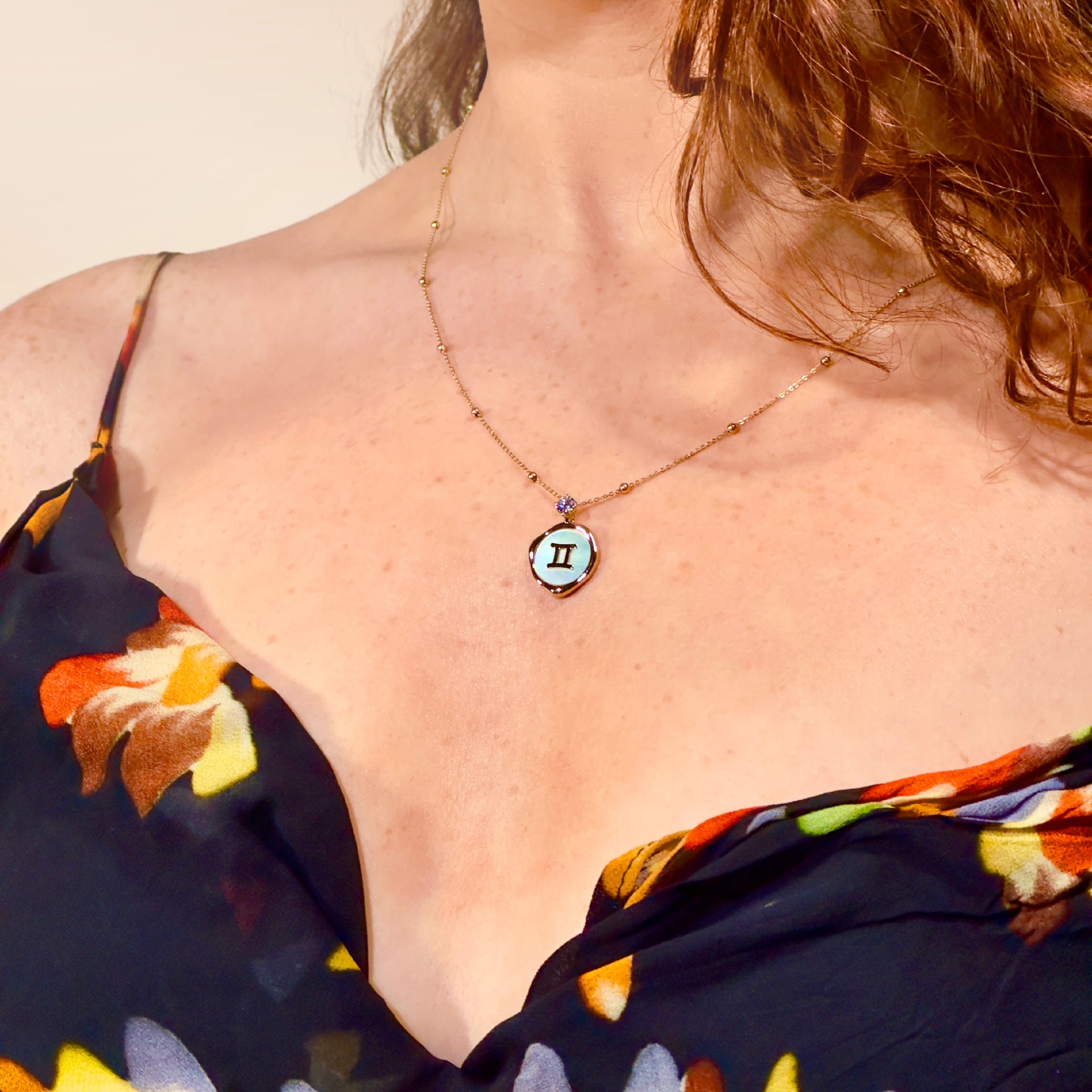 Gemini Zodiac Necklace - Lab Grown Diamond Necklace In Gold Vermeil