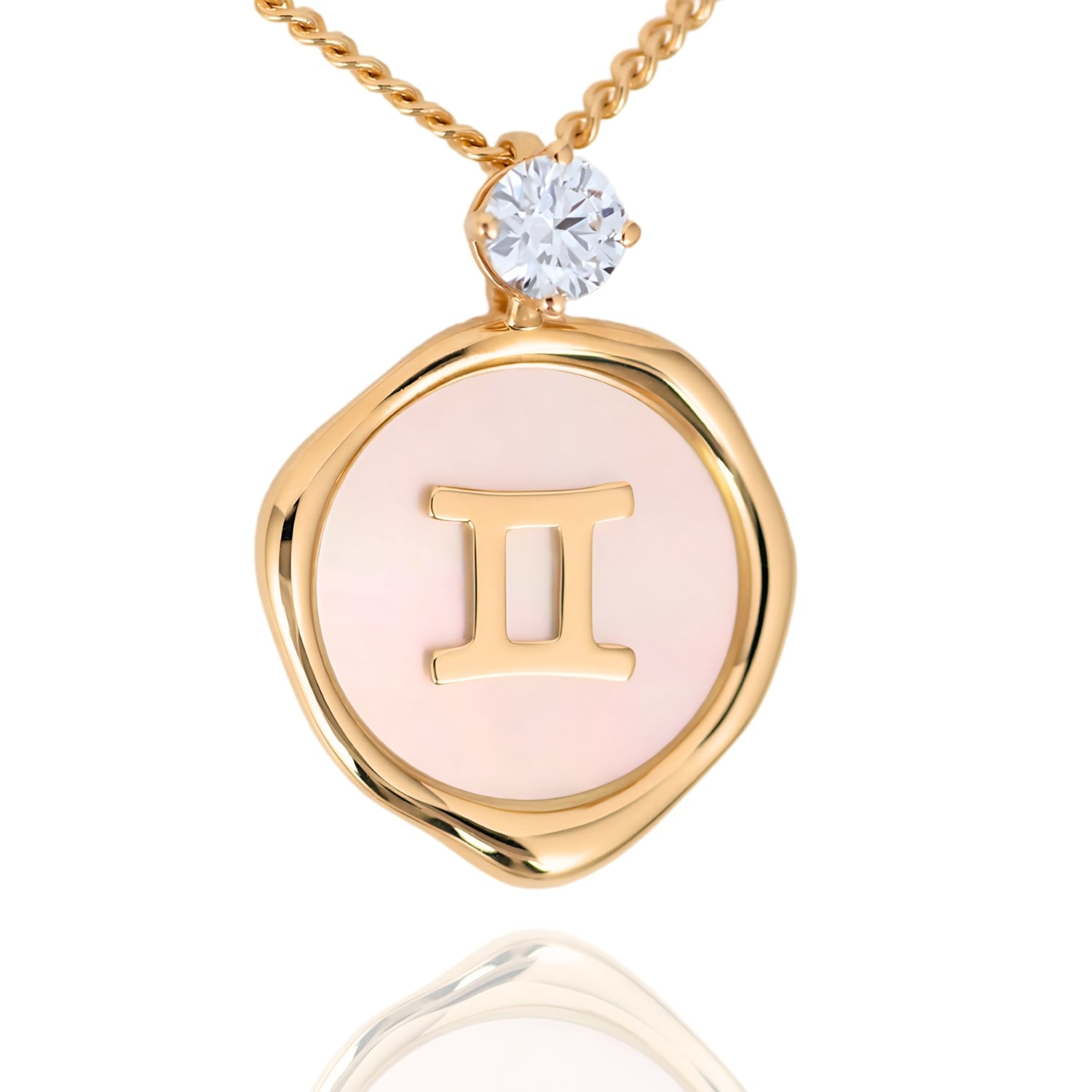 Gemini Zodiac Necklace - Lab Grown Diamond Necklace In Gold Vermeil