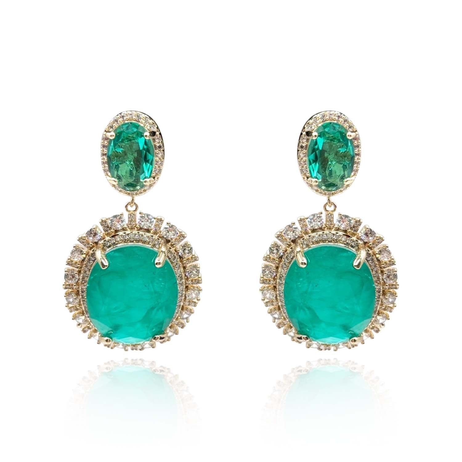 Gemma Flawed Emerald Clip Drop Earrings