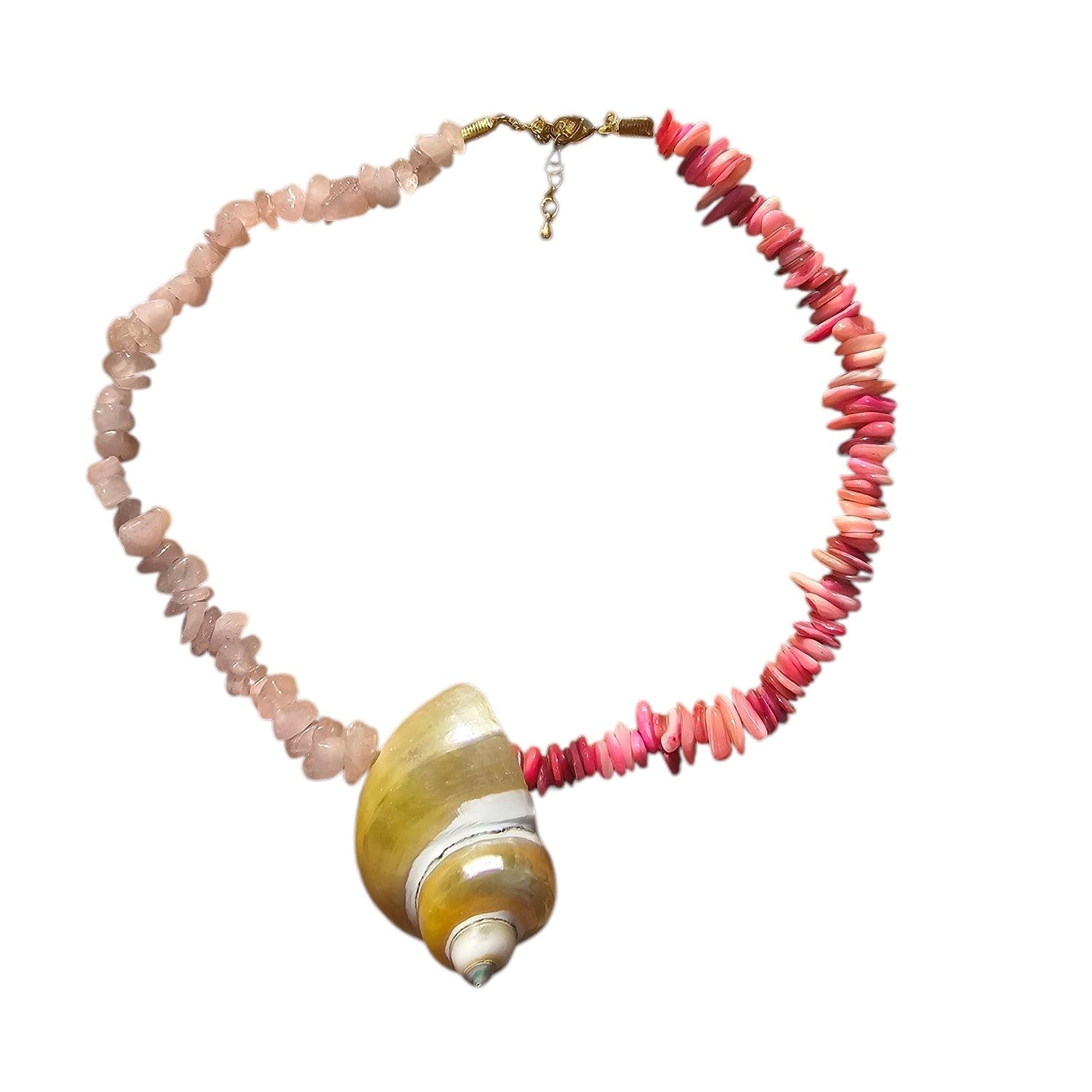 Gemma Turbo Shell & Glass Bead Necklace - Flamingo