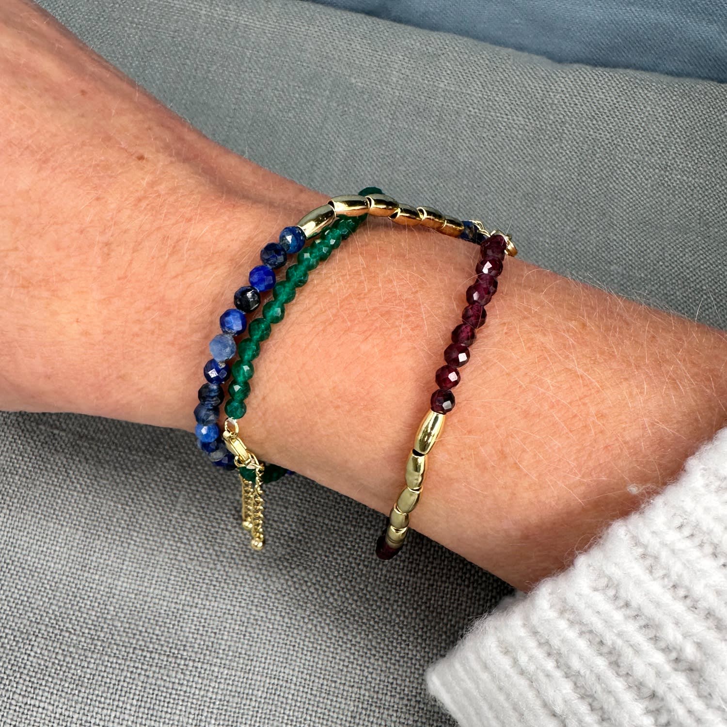 Gemstone Gold Nugget Bracelet - Blue