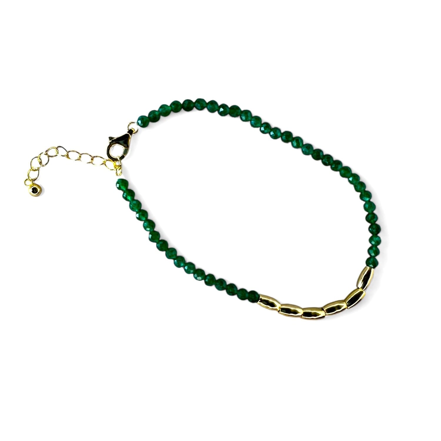 Gemstone Gold Nugget Bracelet - Green