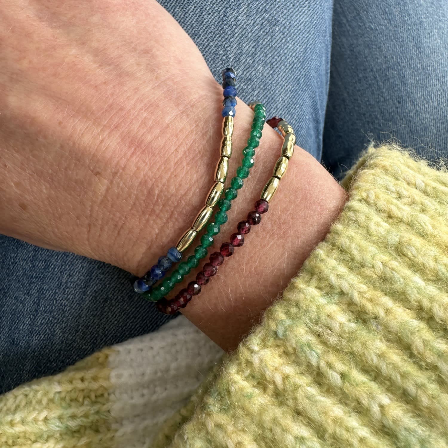 Gemstone Gold Nugget Bracelet - Green