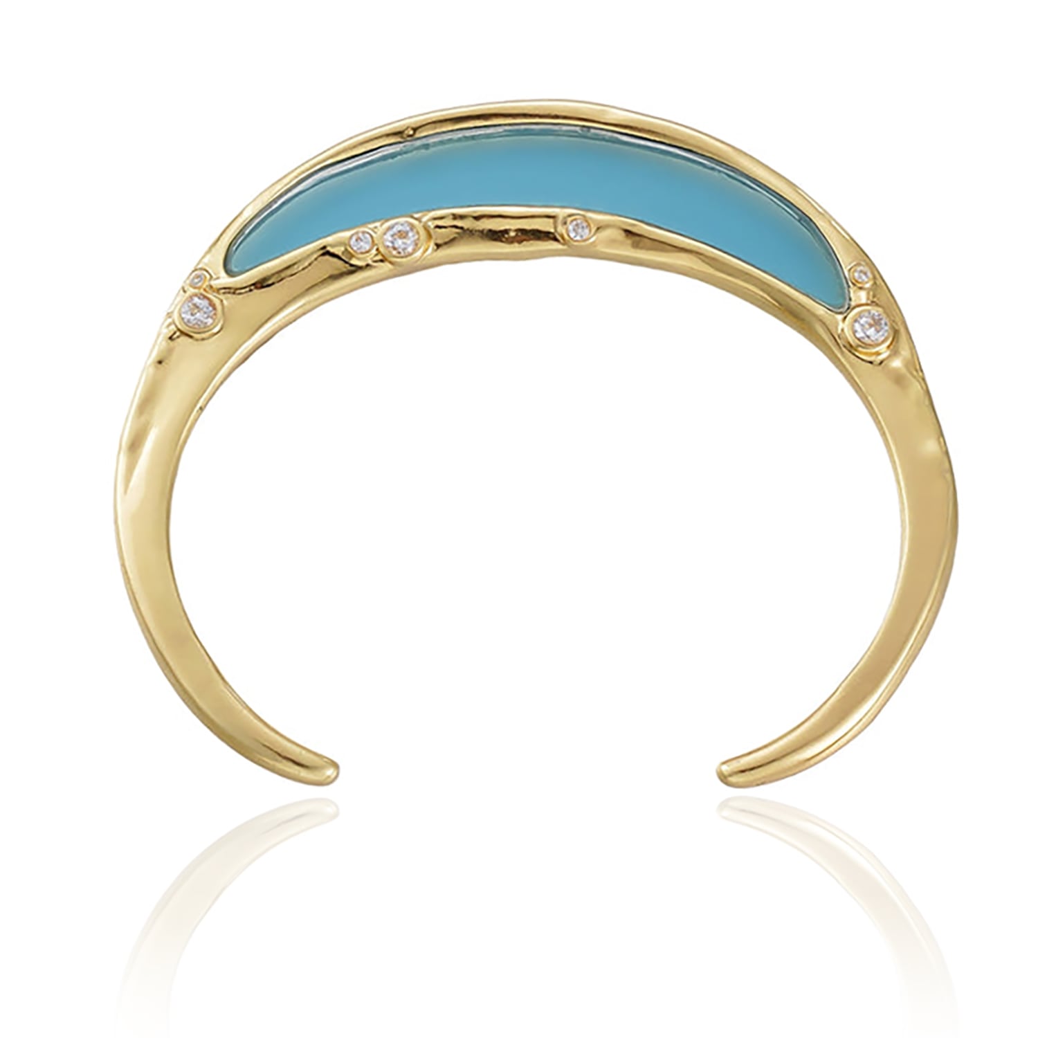 Gemstone Inlay Bangle Cuff - Blue
