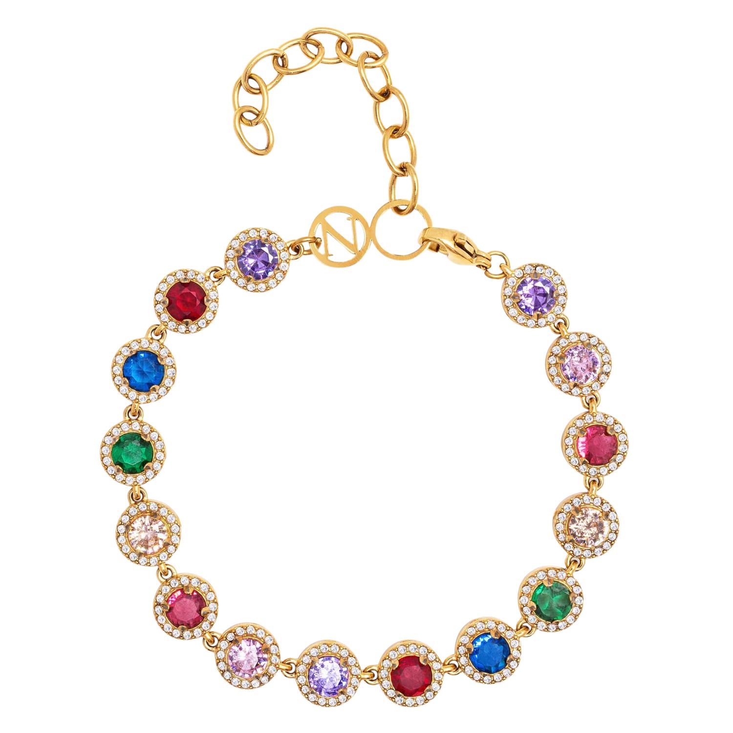 Multi Gemstone Link Bracelet