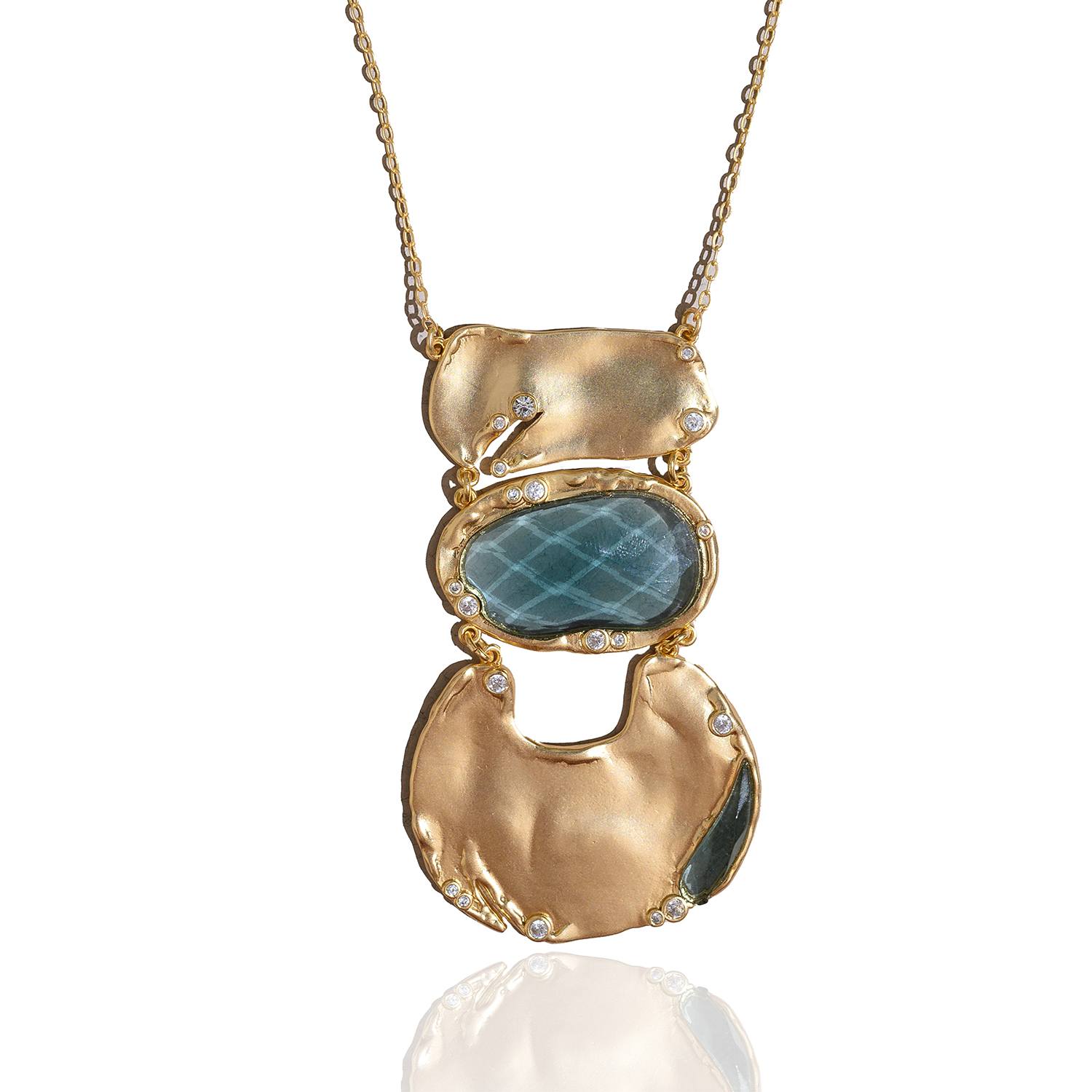 Gemstone Statement Goddess Necklace Blue