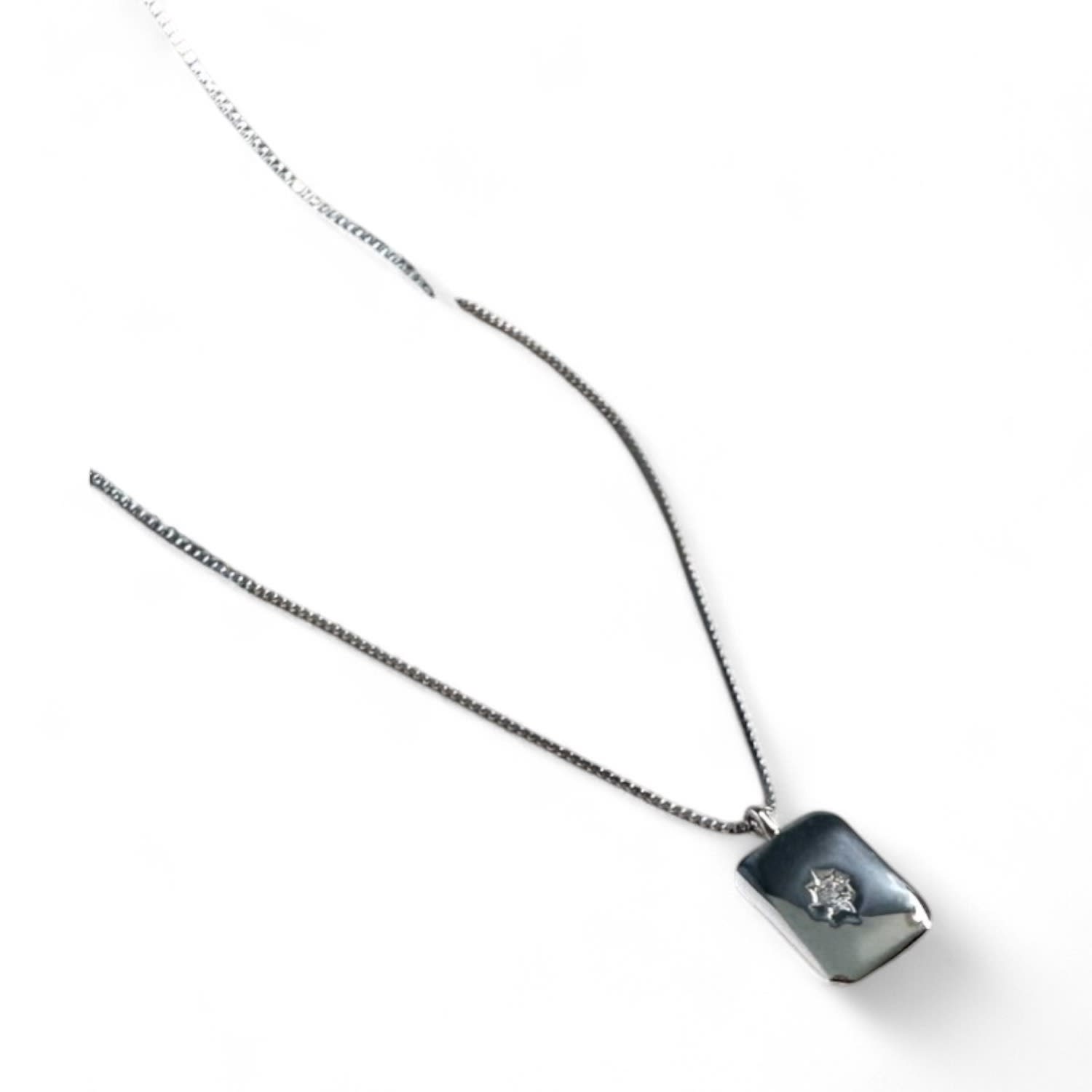 Gemstone Token Pendant Necklace - Silver