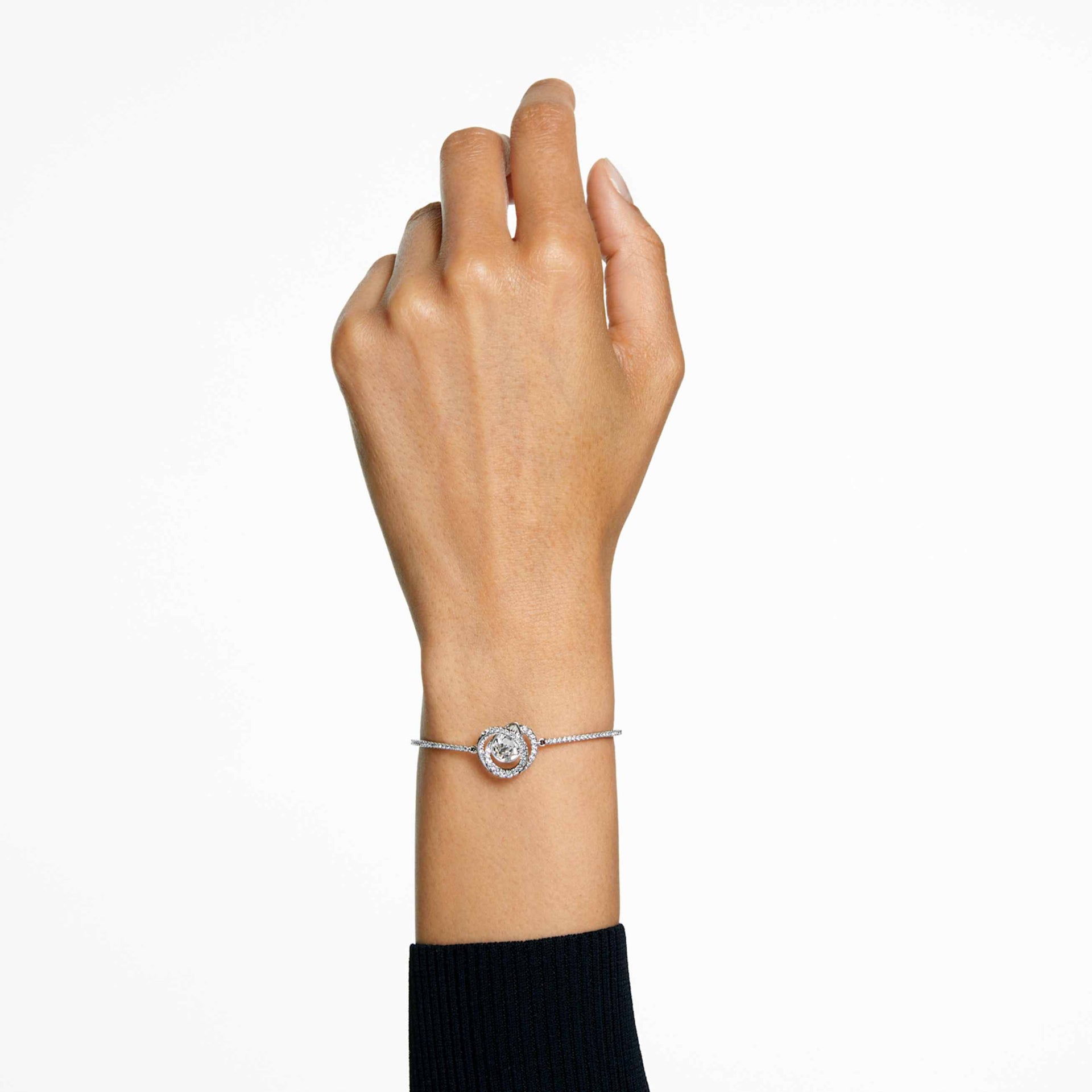 GENERATION BANGLE WHITE RHODIUM PLATED