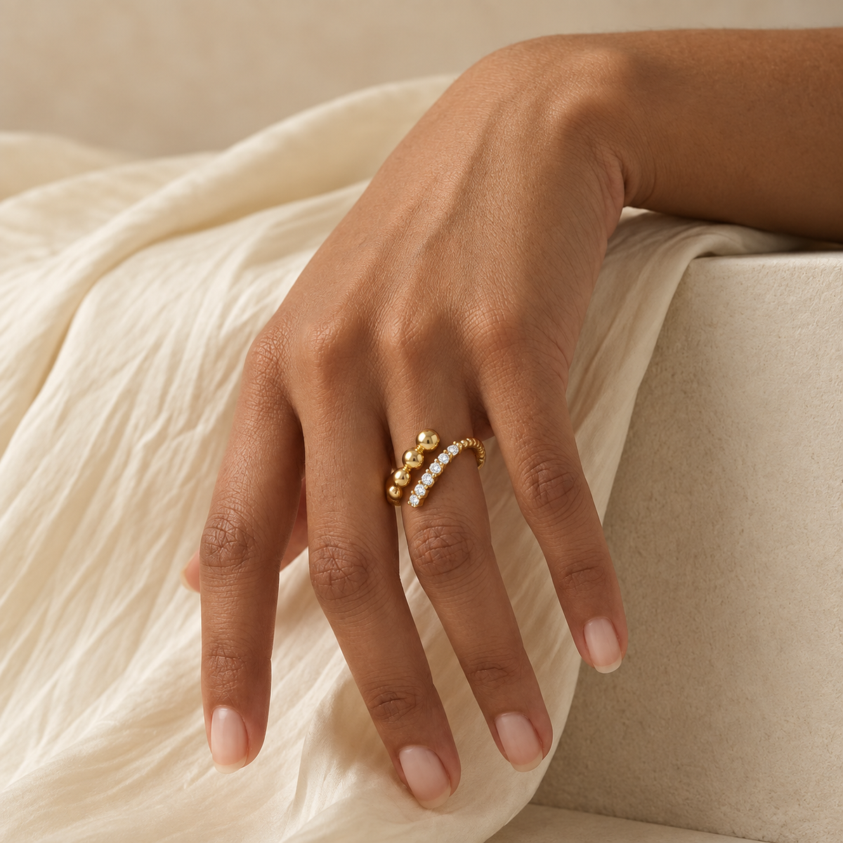 Anne Coiled Beaded Stack Ring