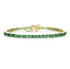 Rachel Glauber Gold Plated Cubic Zirconia Tennis Bracelet In Emerald