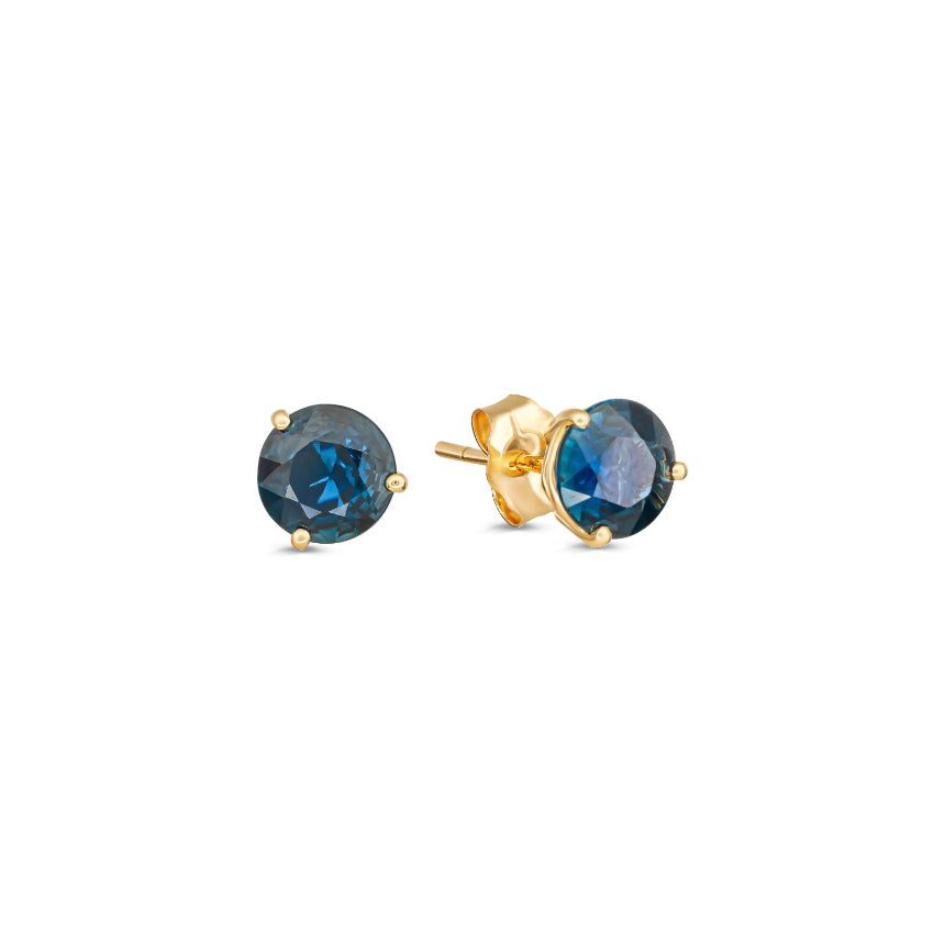 Genuine Blue Sapphire Stud Earrings