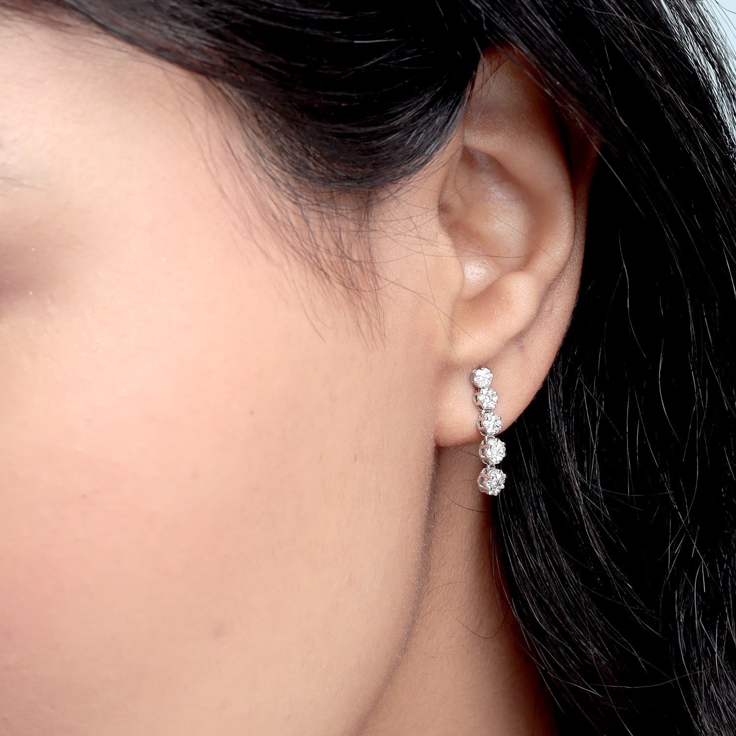 Genuine Diamond Designer Dangle Earrings In White Gold