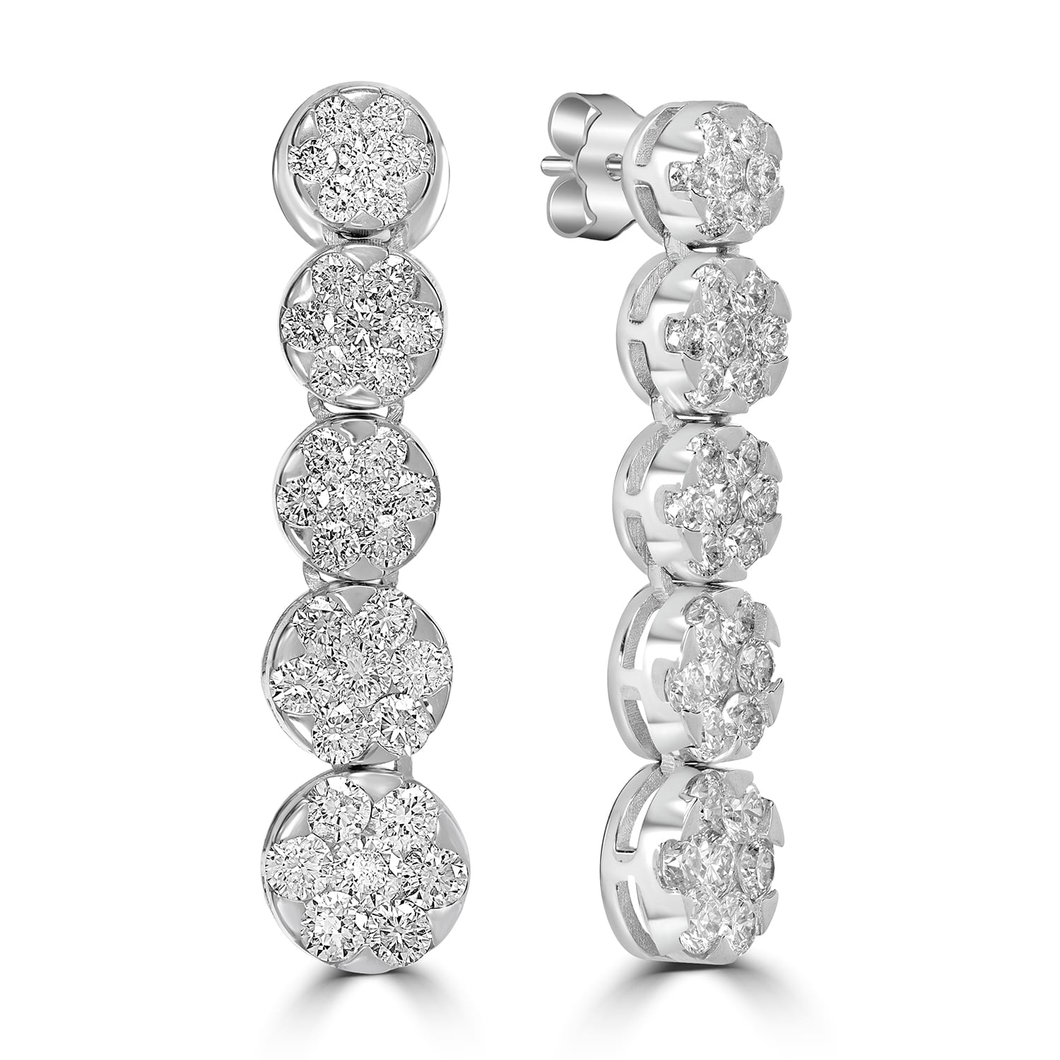 Genuine Diamond Designer Dangle Earrings In White Gold