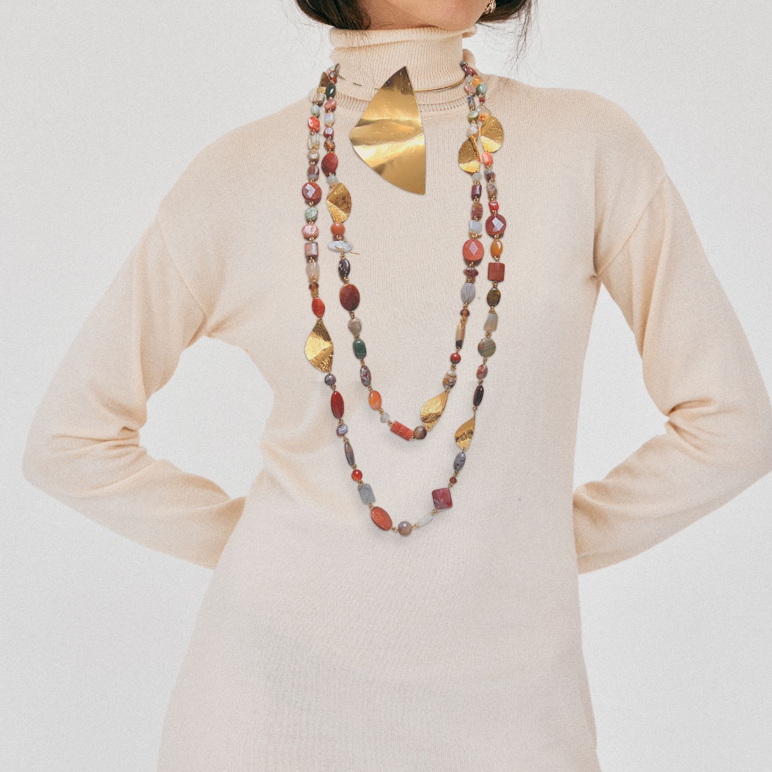 Geo Twist Gemstone Linked Necklace