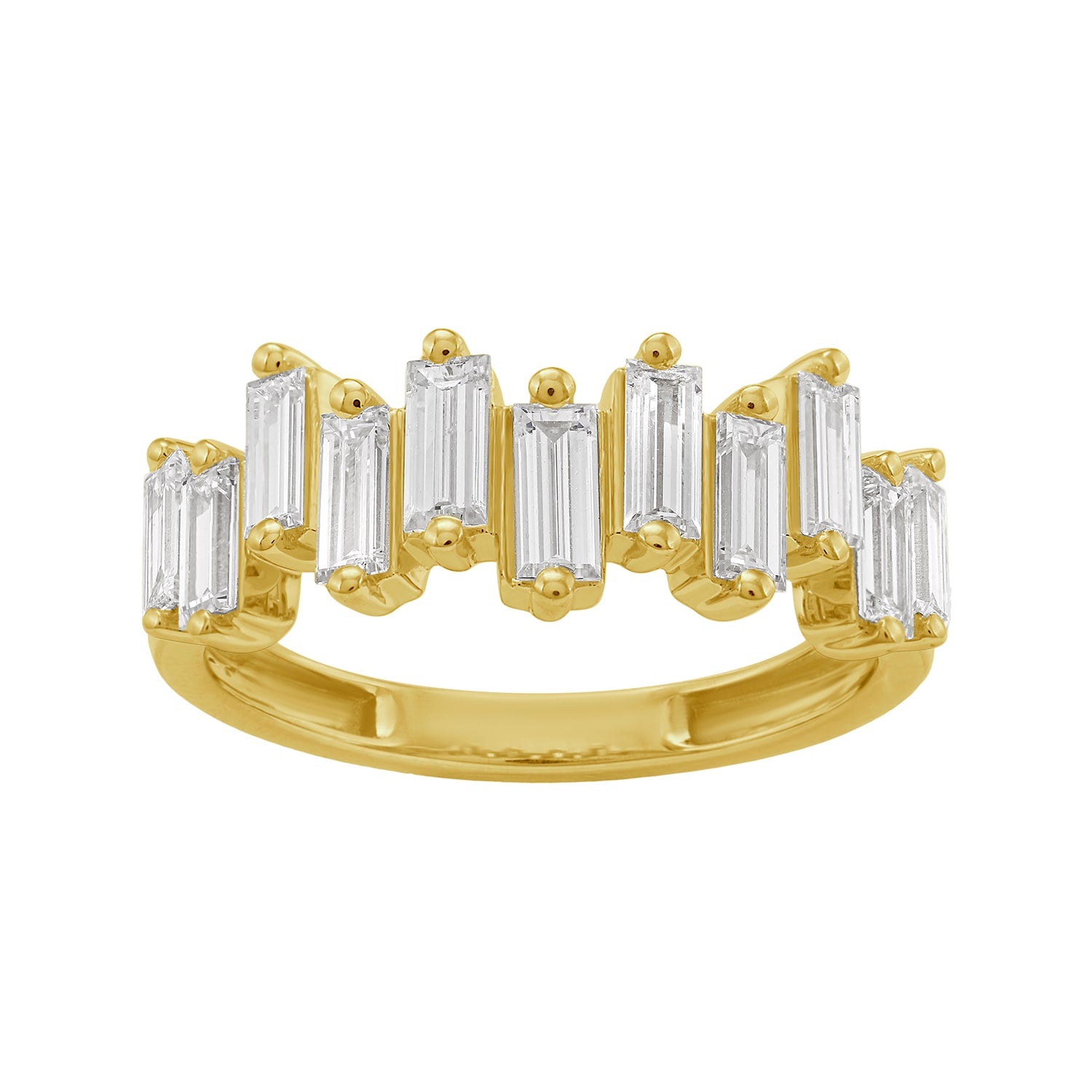 Geometric Baguette Cut Diamond Band In 14Kt Solid Gold