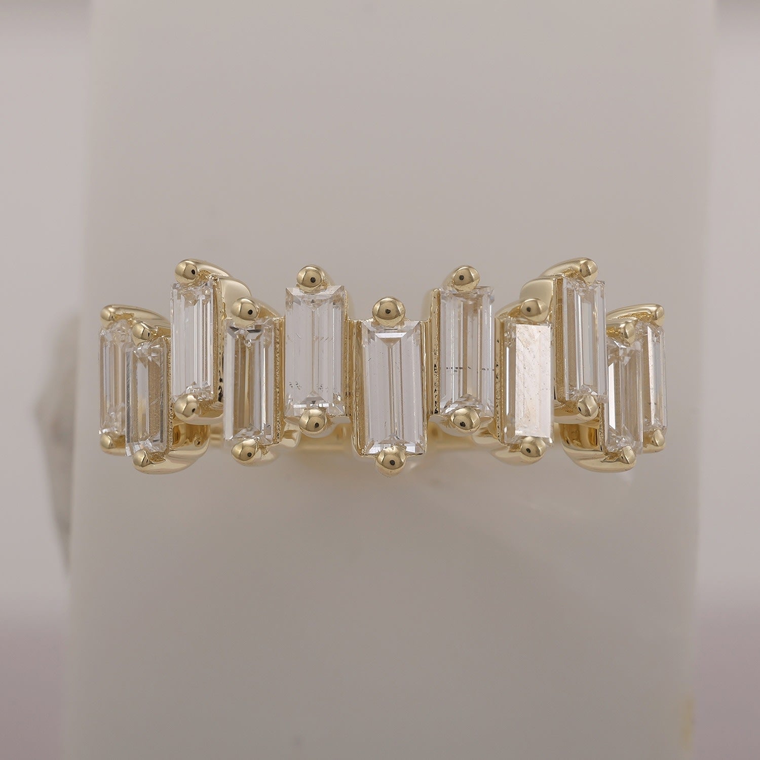 Geometric Baguette Cut Diamond Band In 14Kt Solid Gold