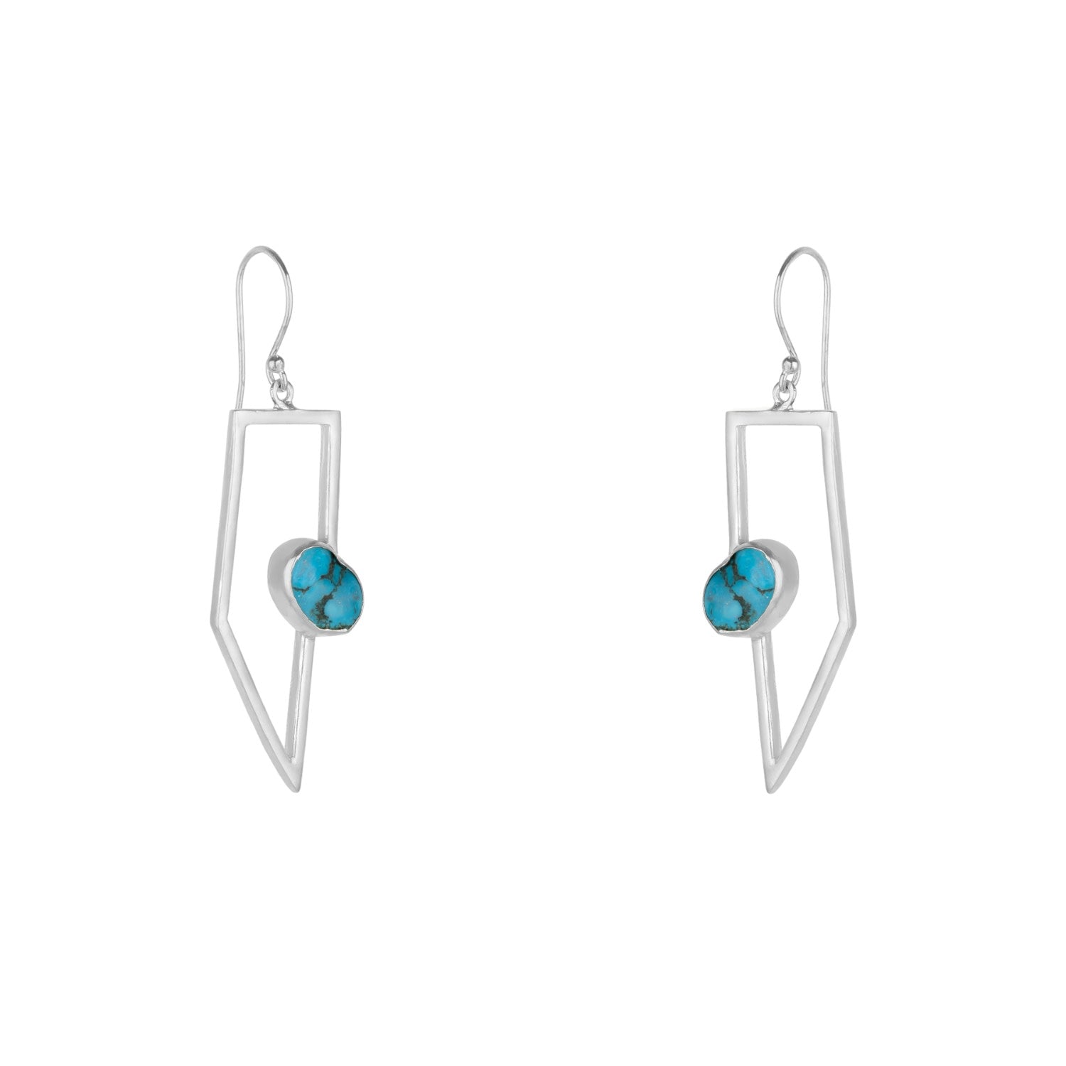 Geometric Oasis Turquoise Drop Silver Earring