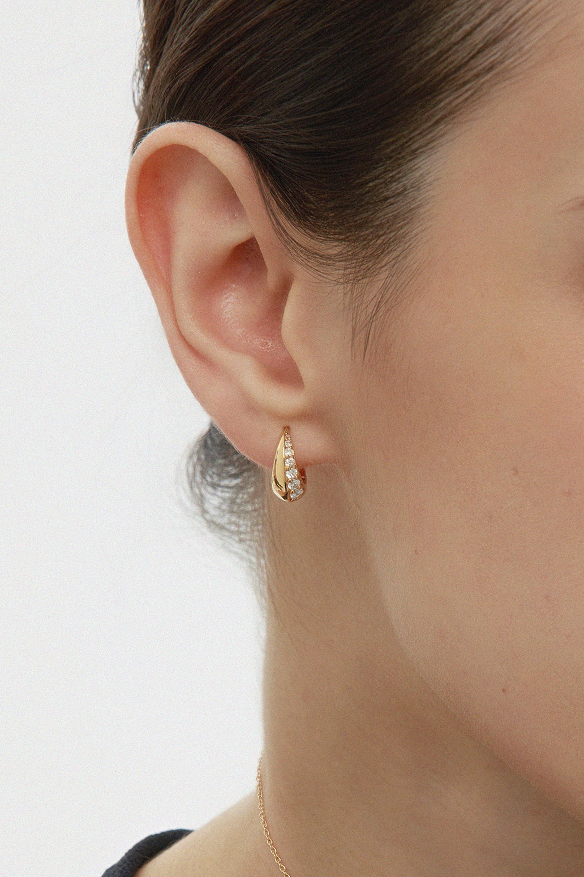 Georgie Crystal Knife Edge Huggie Hoop Earrings In Gold