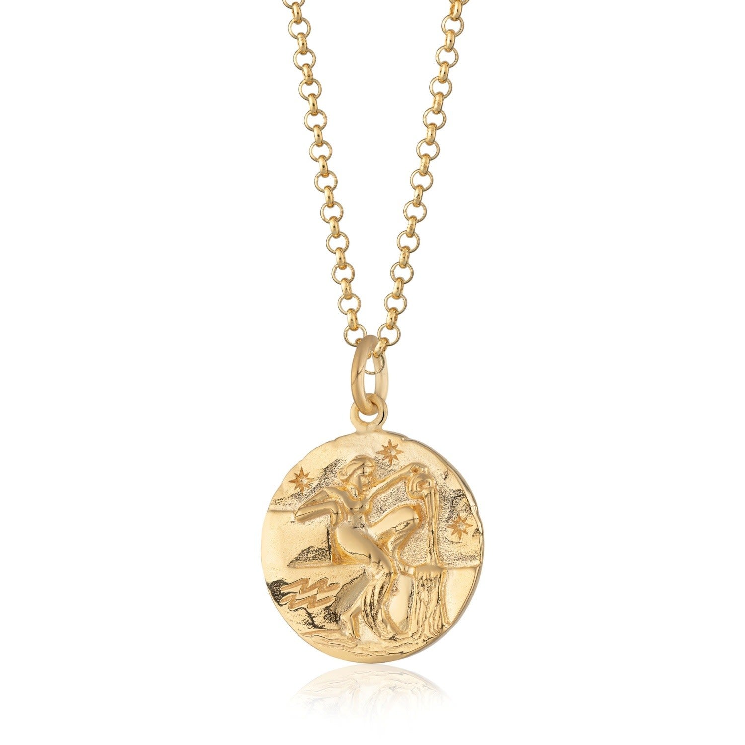 Gold Aquarius Zodiac Charm Necklace