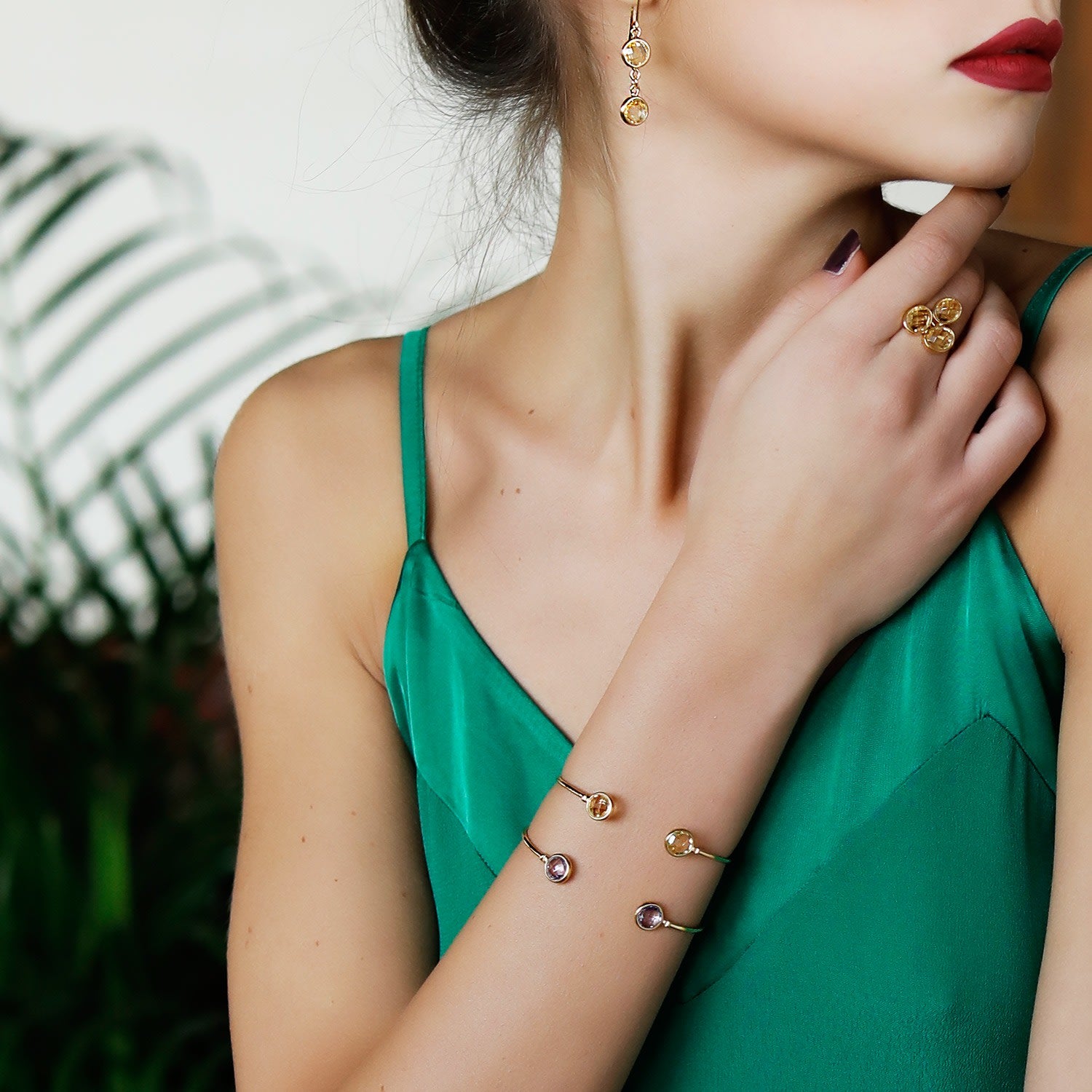 Brio Citrine Gold Vermeil Cuff Bracelet