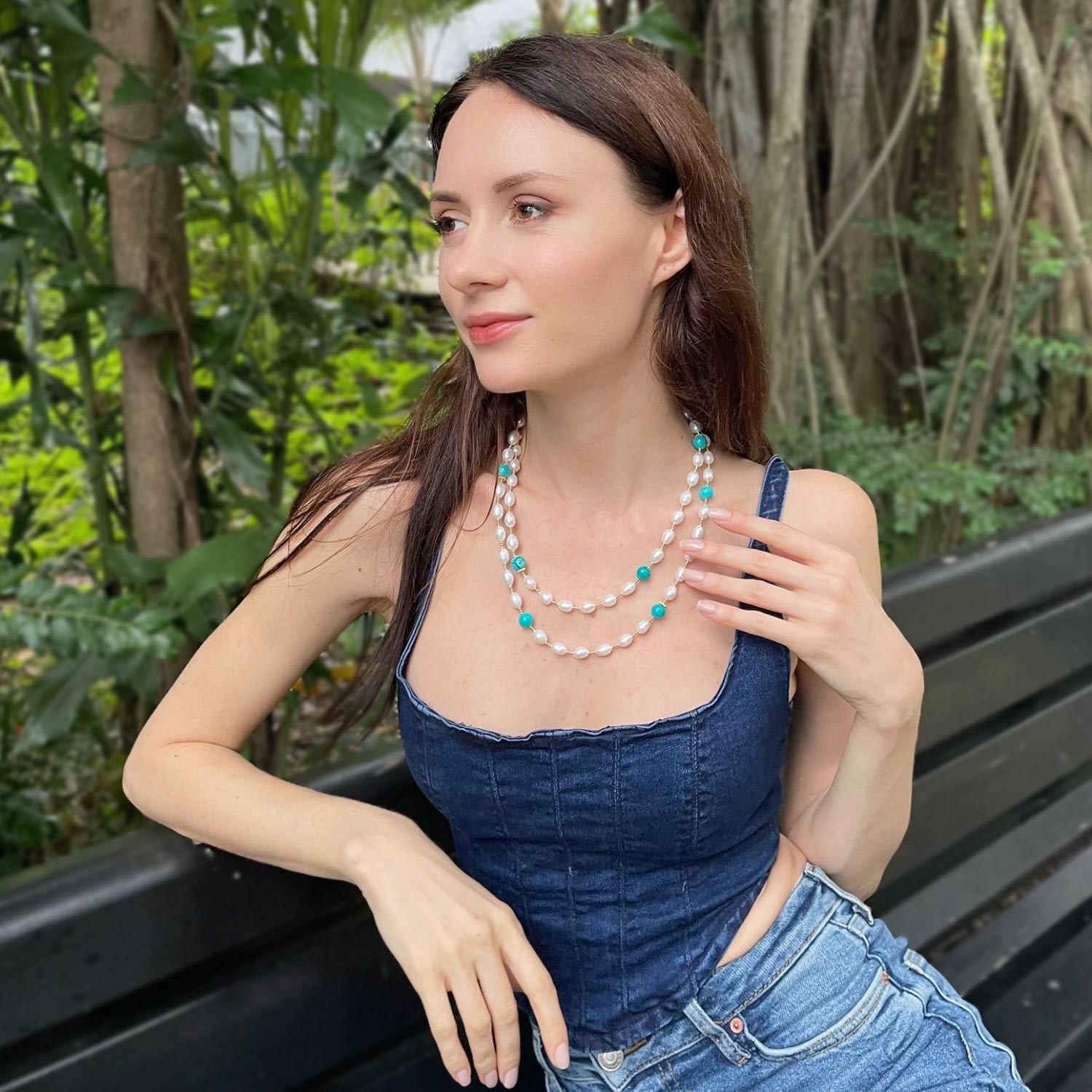 Freshwater Pearls With Natural Amazonite Two-Way Necklace