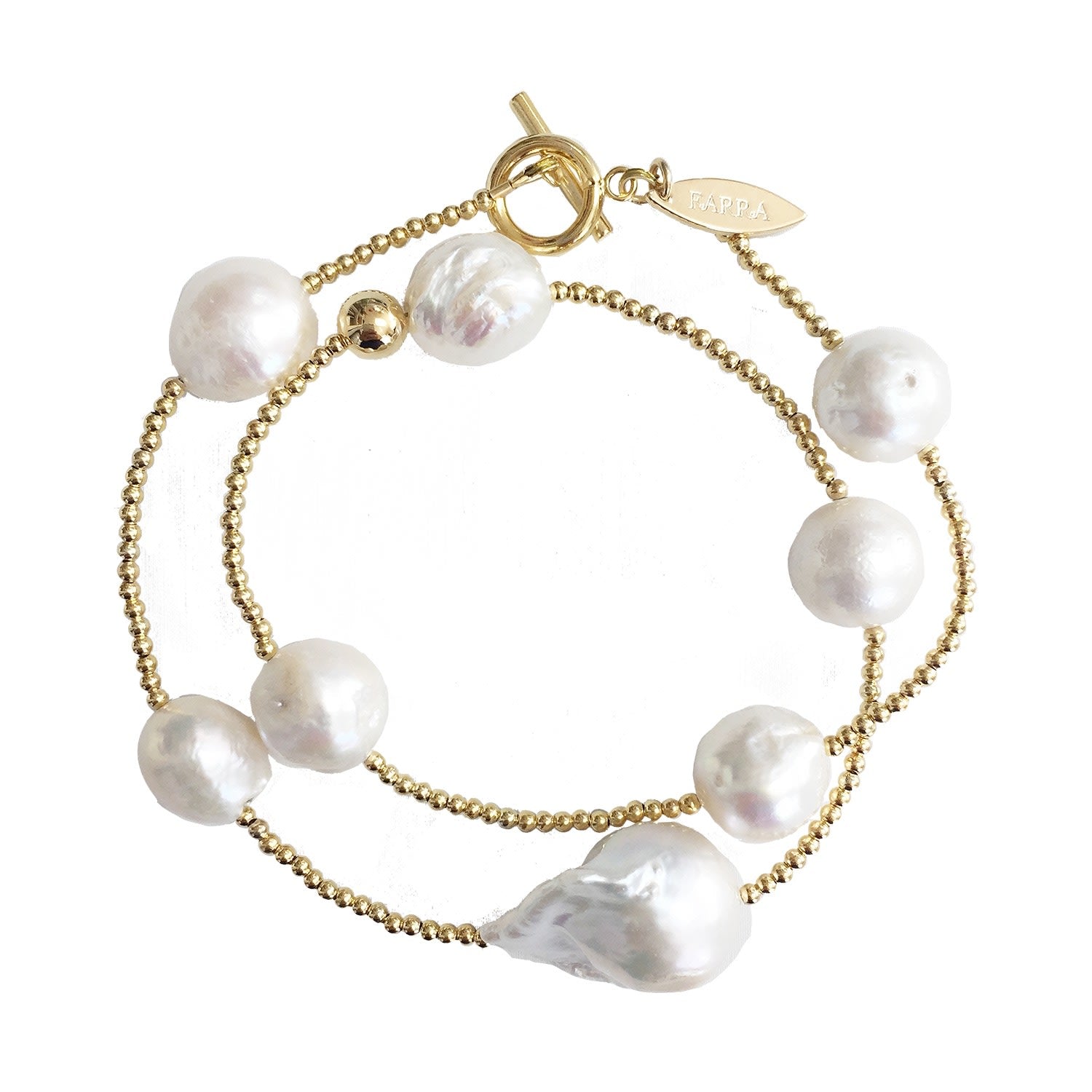 Double Wrapped Natural Baroque Pearls Bracelet