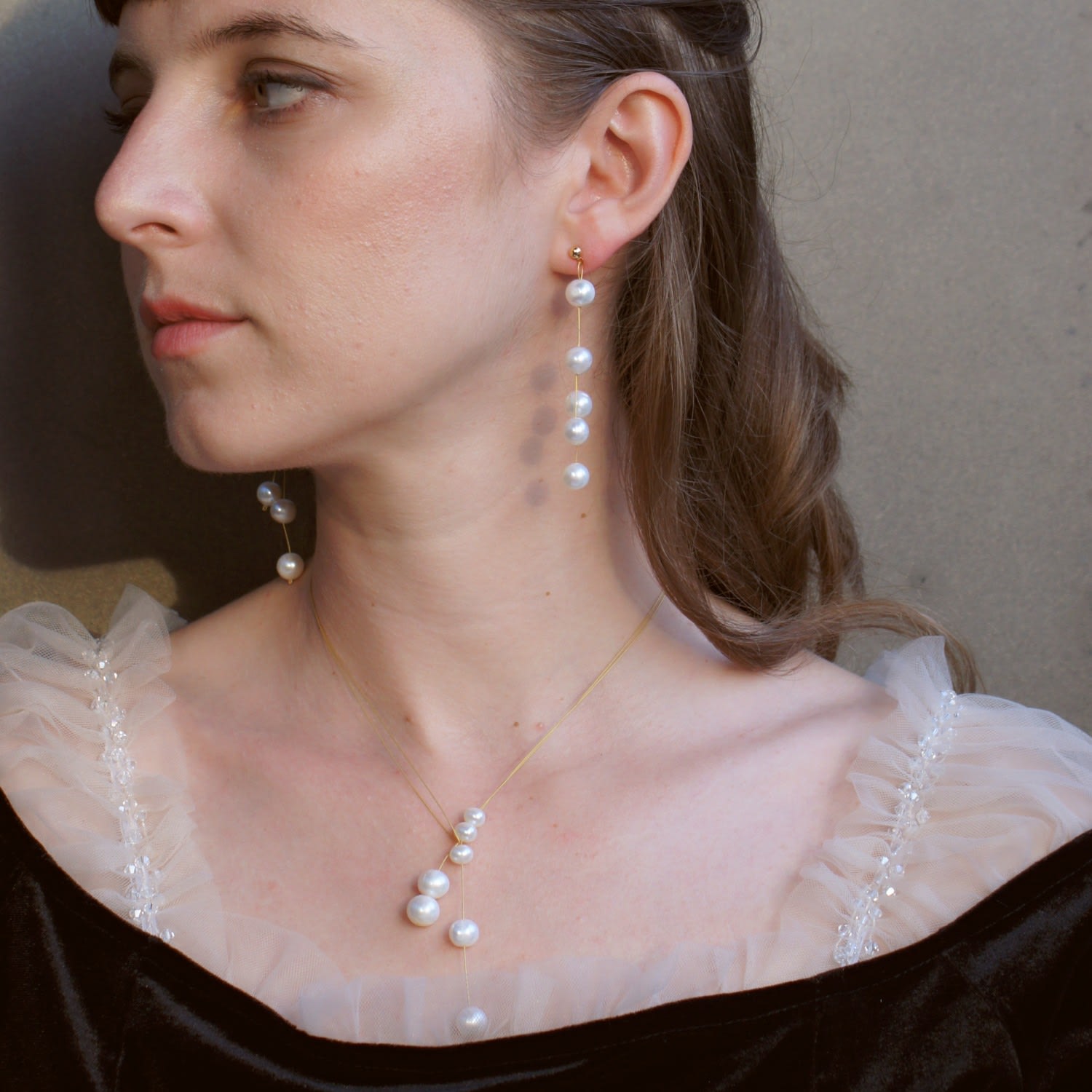 Golden Hour Freshwater Pearl Asymmetrical Earrings