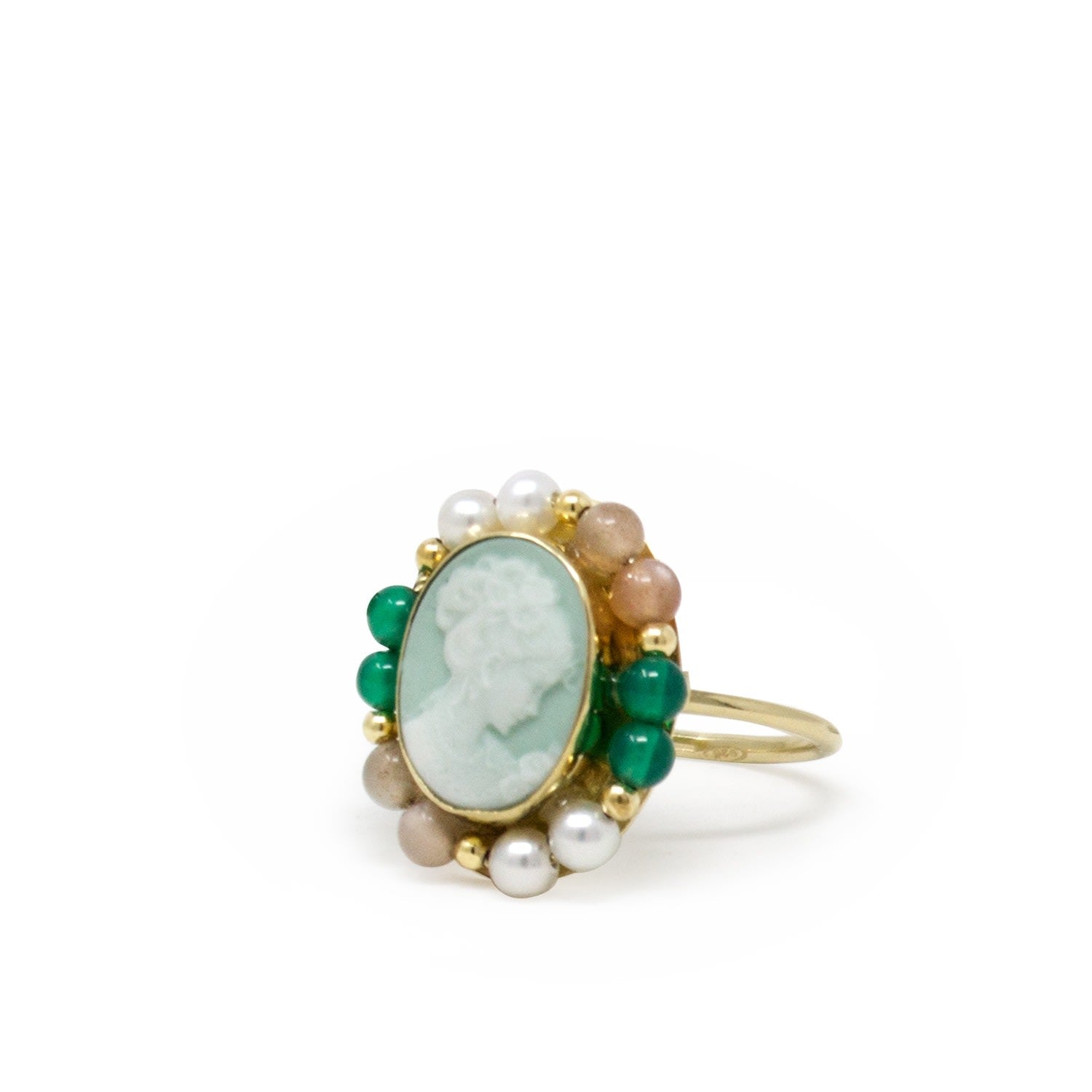 Little Lovelies Gold-Plated Green Cameo Ring