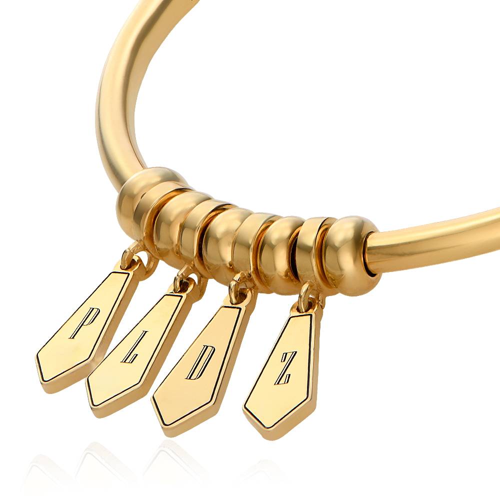 Gia Drop Initial Bangle Bracelet in 18K Gold Plating