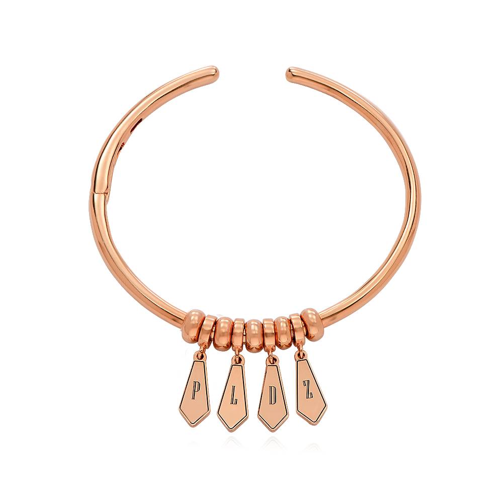 Gia Drop Initial Bangle Bracelet in 18K Rose Gold Plating