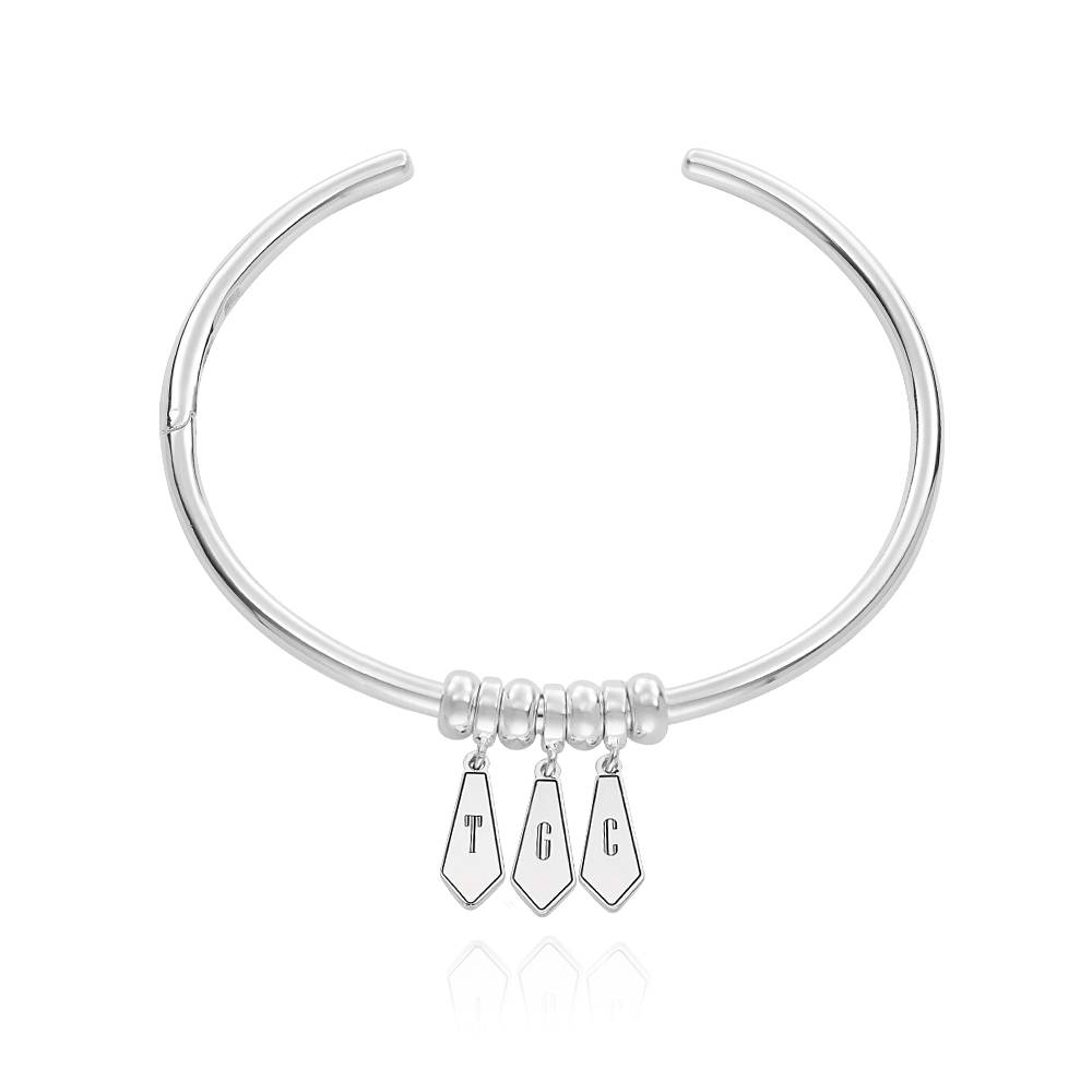 Gia Drop Initial Bangle Bracelet in Sterling Silver
