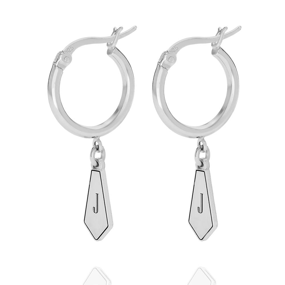 Gia Drop Initial Huggies in Sterling Silver