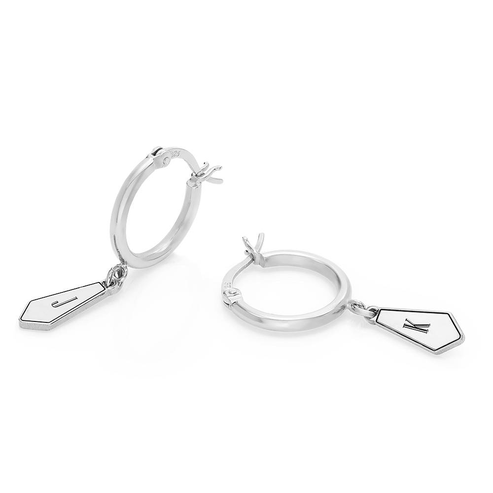 Gia Drop Initial Huggies in Sterling Silver