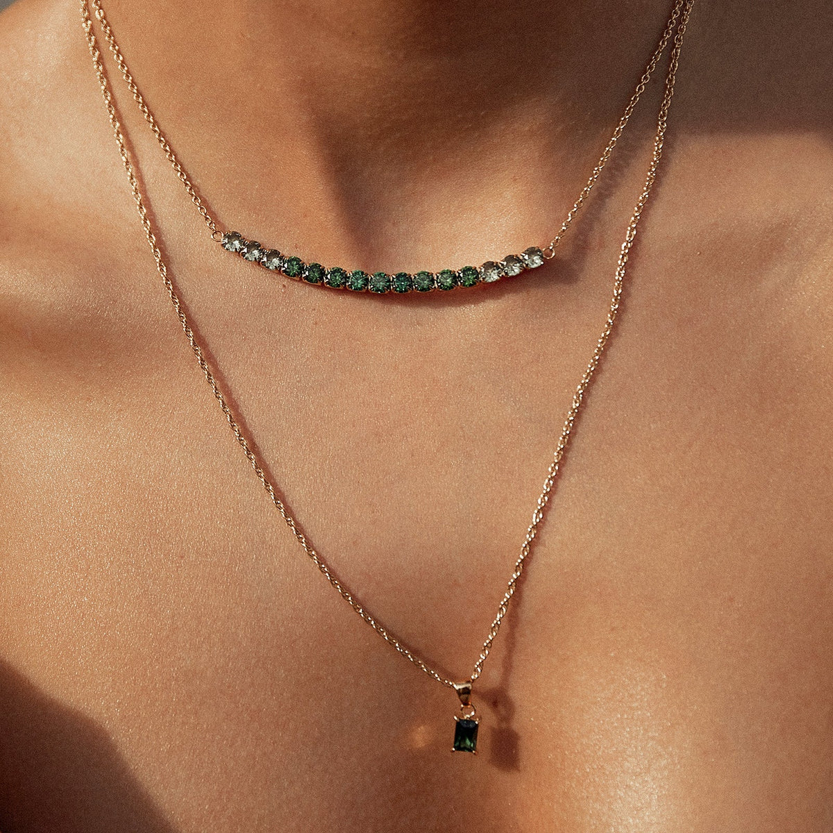 Gia Gold Necklace Emerald