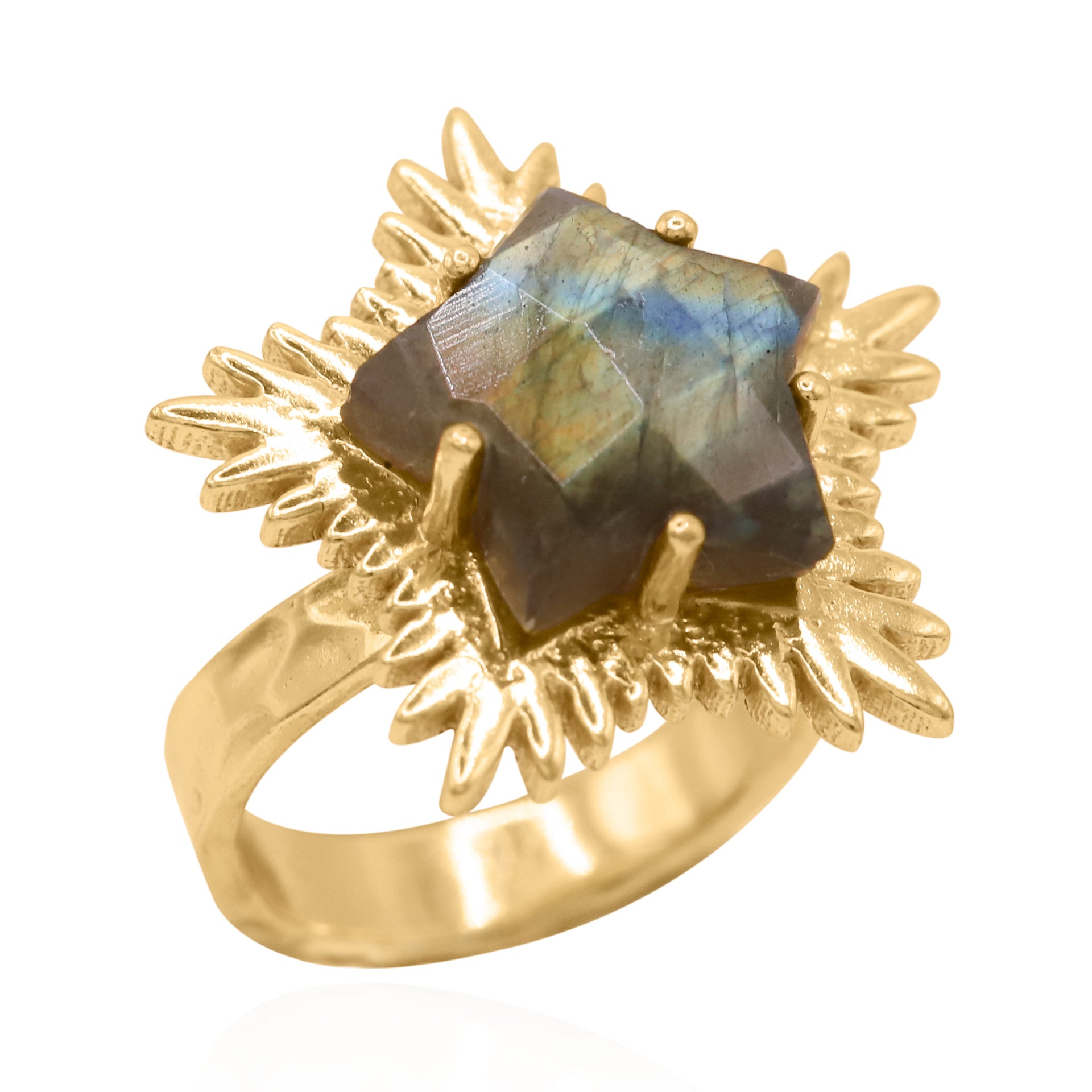 Gigi Labradorite Spiky Star Ring | Gold Plated