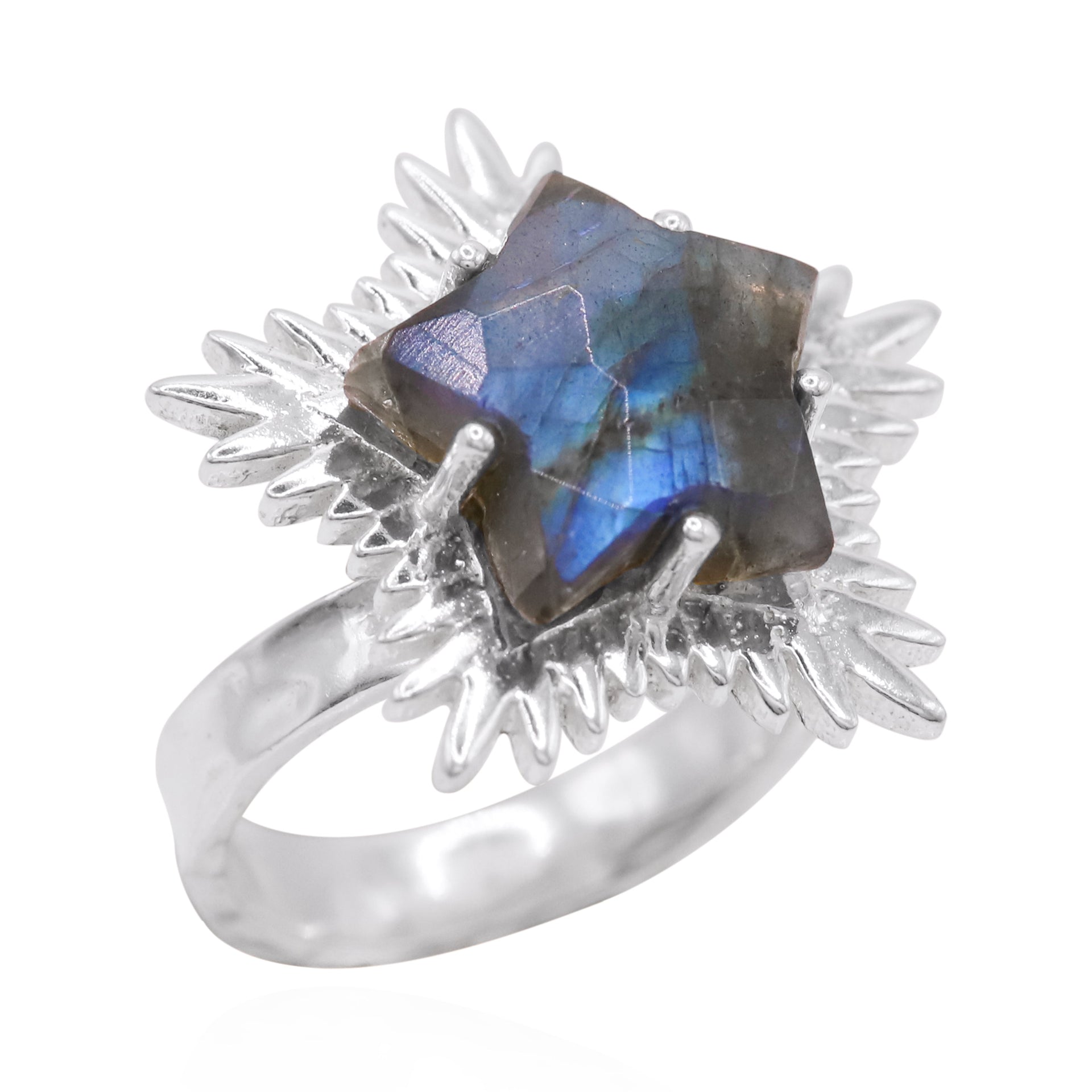 Gigi Labradorite Spiky Star Ring | Sterling Silver