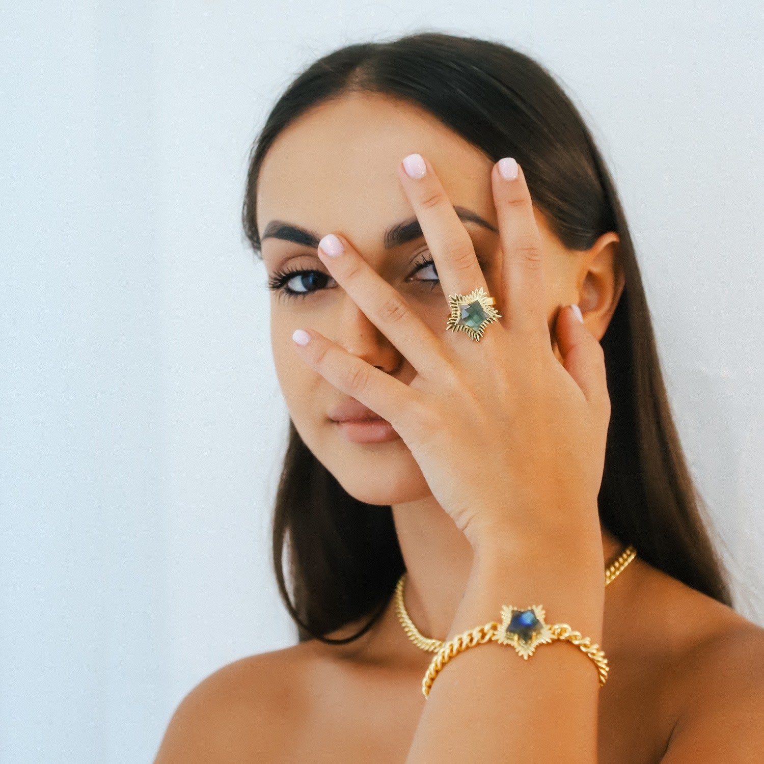 Gigi Labradorite Spiky Star Ring | Gold Plated