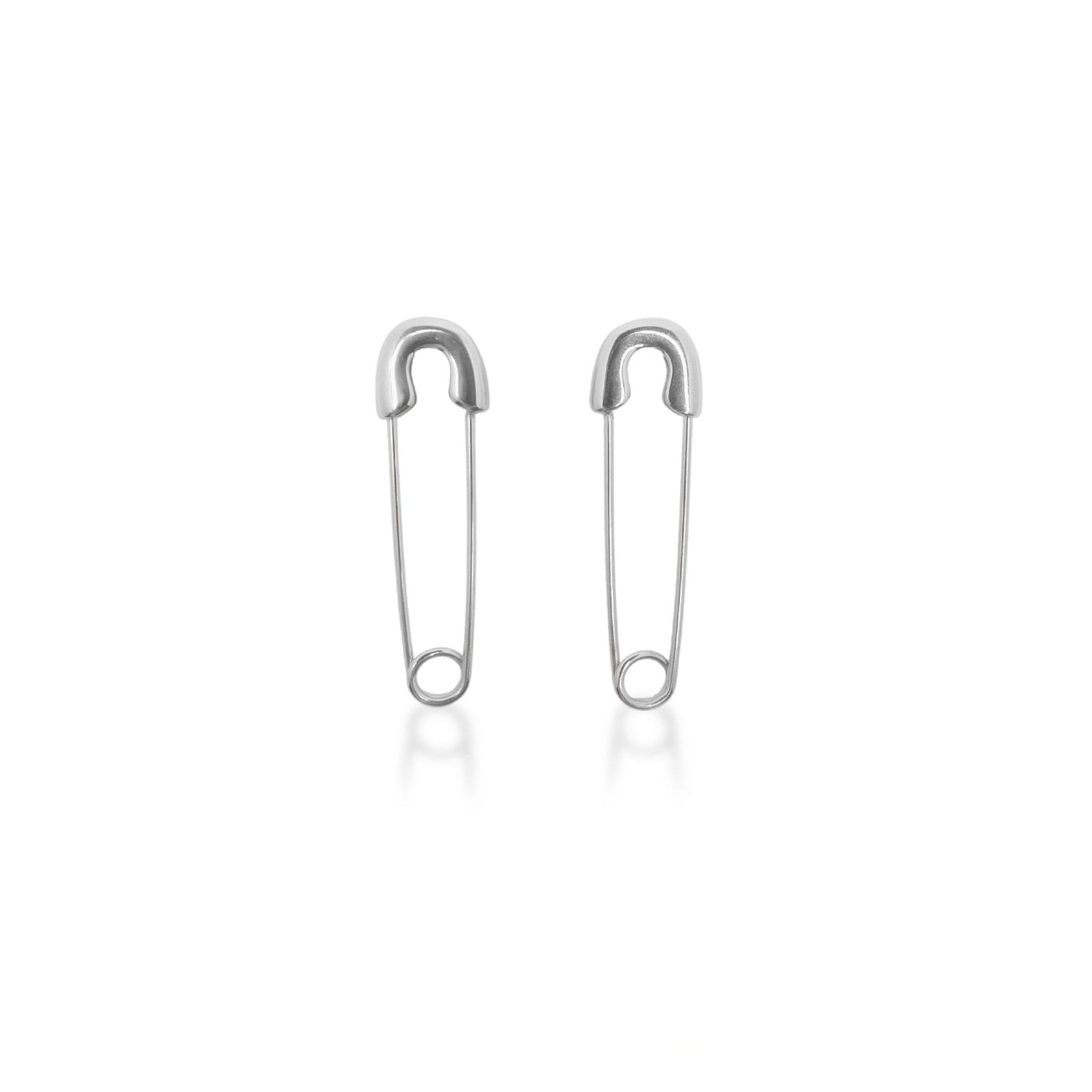 Gil Safety Pin Statement Earrings - Silver