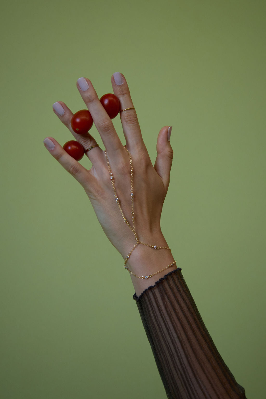 Gilda Cz Gemstone Gold Double Hand Chain