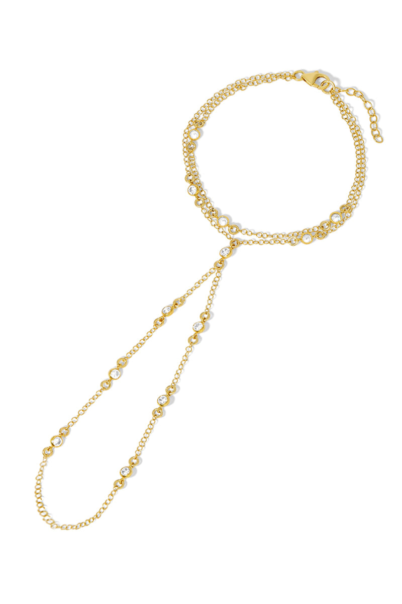 Gilda Cz Gemstone Gold Double Hand Chain