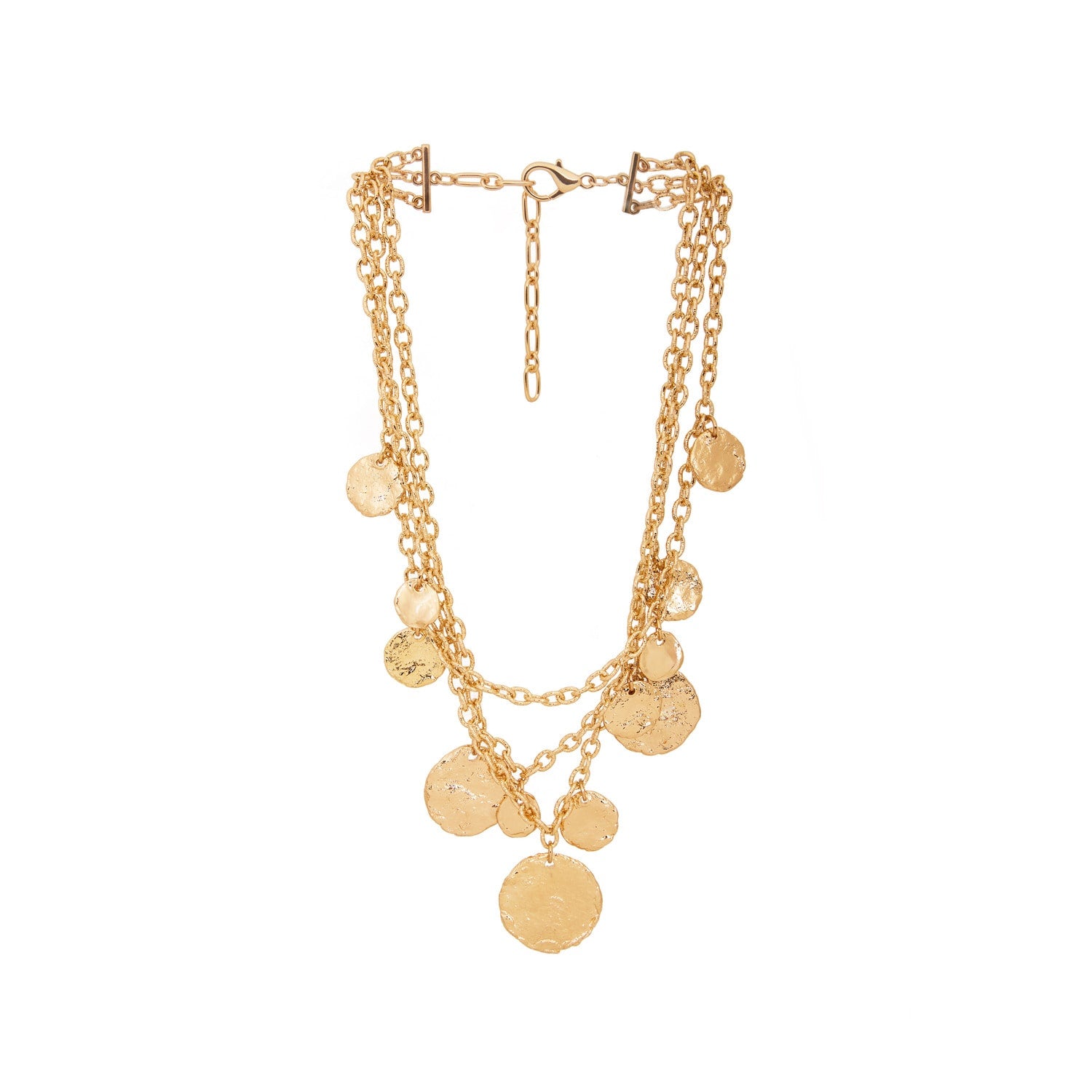 Gilded Coin Cascade Necklace