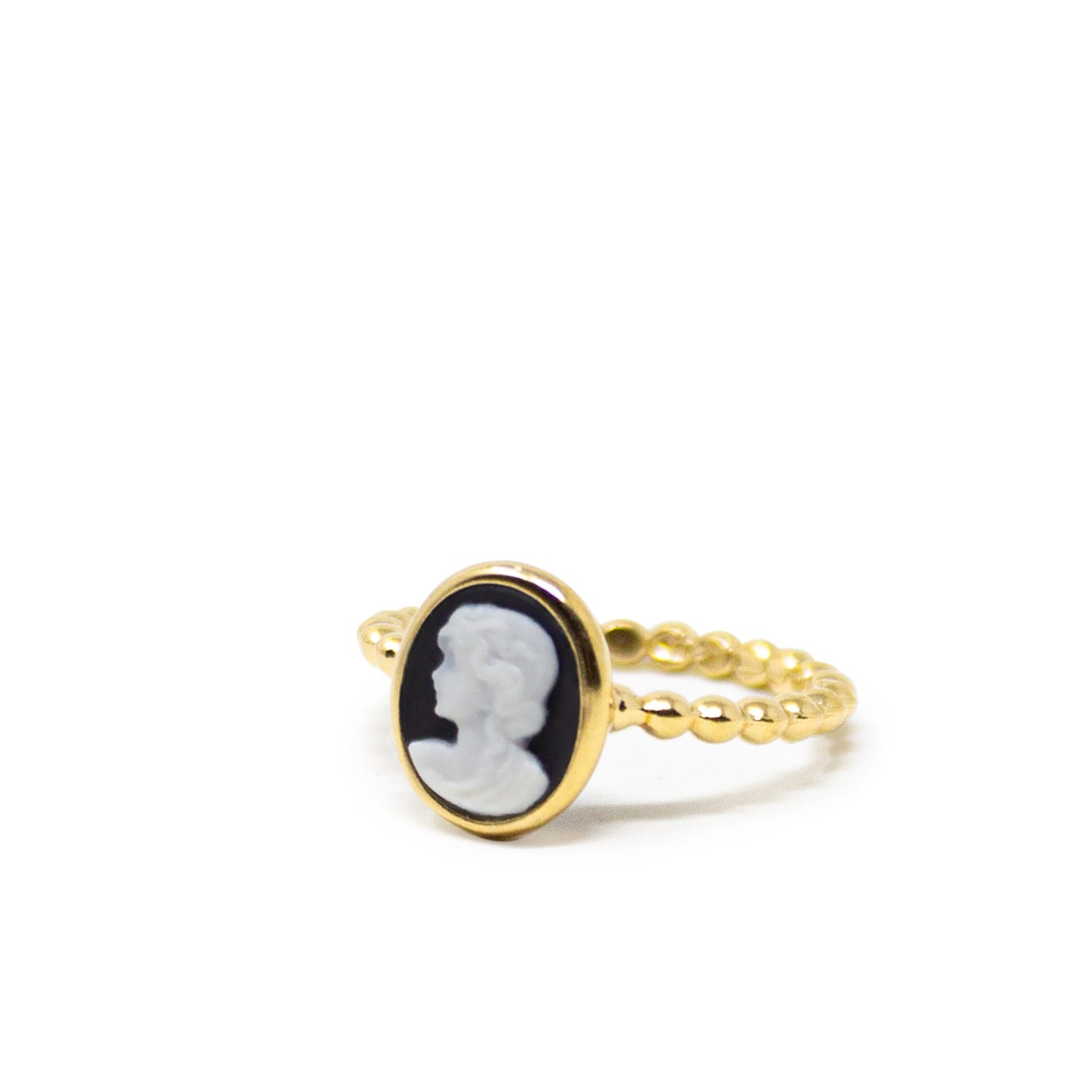 Ginevra Black Mini Cameo Stacking Ring