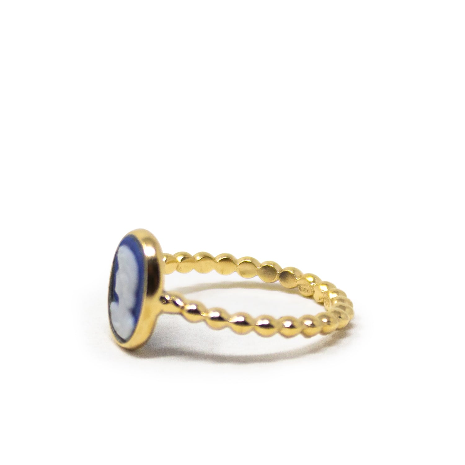 Ginevra Blue Mini Cameo Stacking Ring