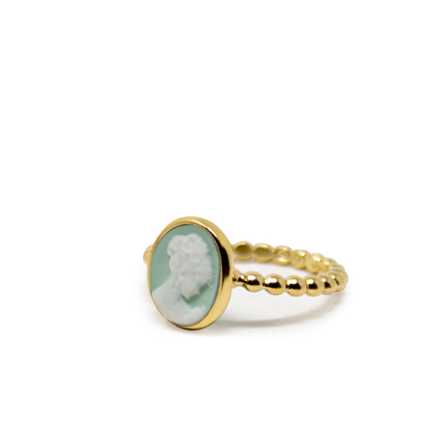Ginevra Green Mini Cameo Stacking Ring