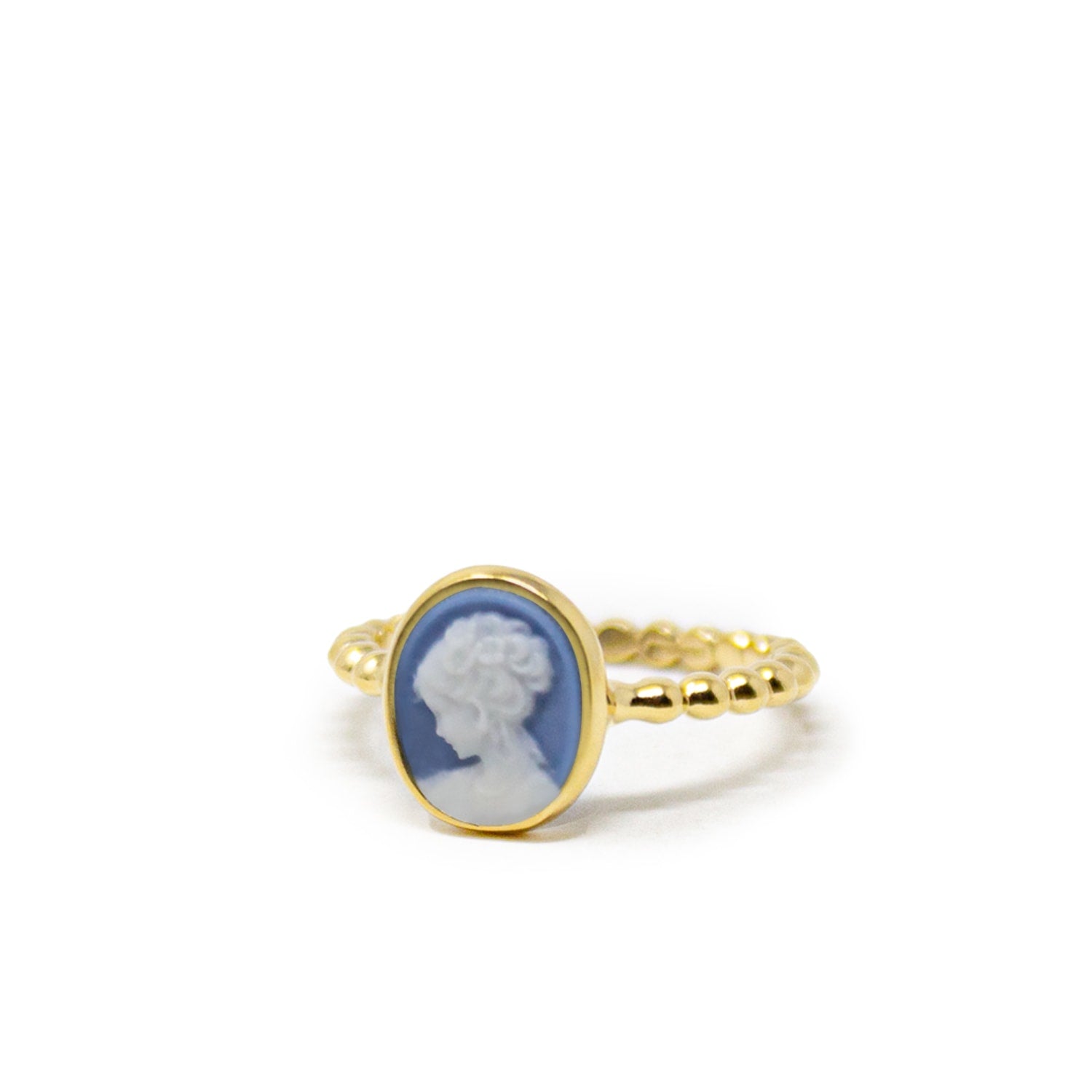 Ginevra Sky Blue Mini Cameo Stacking Ring