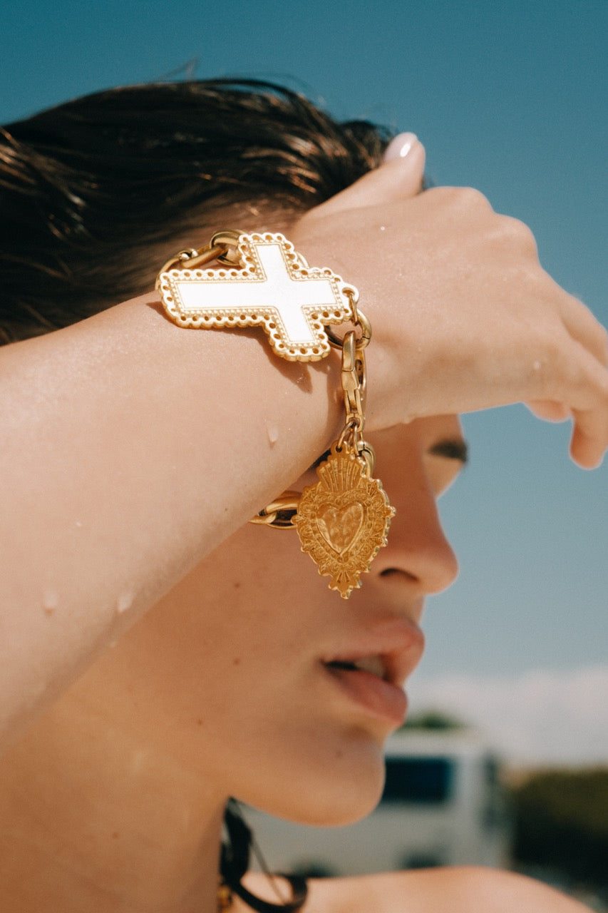 Gioia Cross & Heart Bracelet