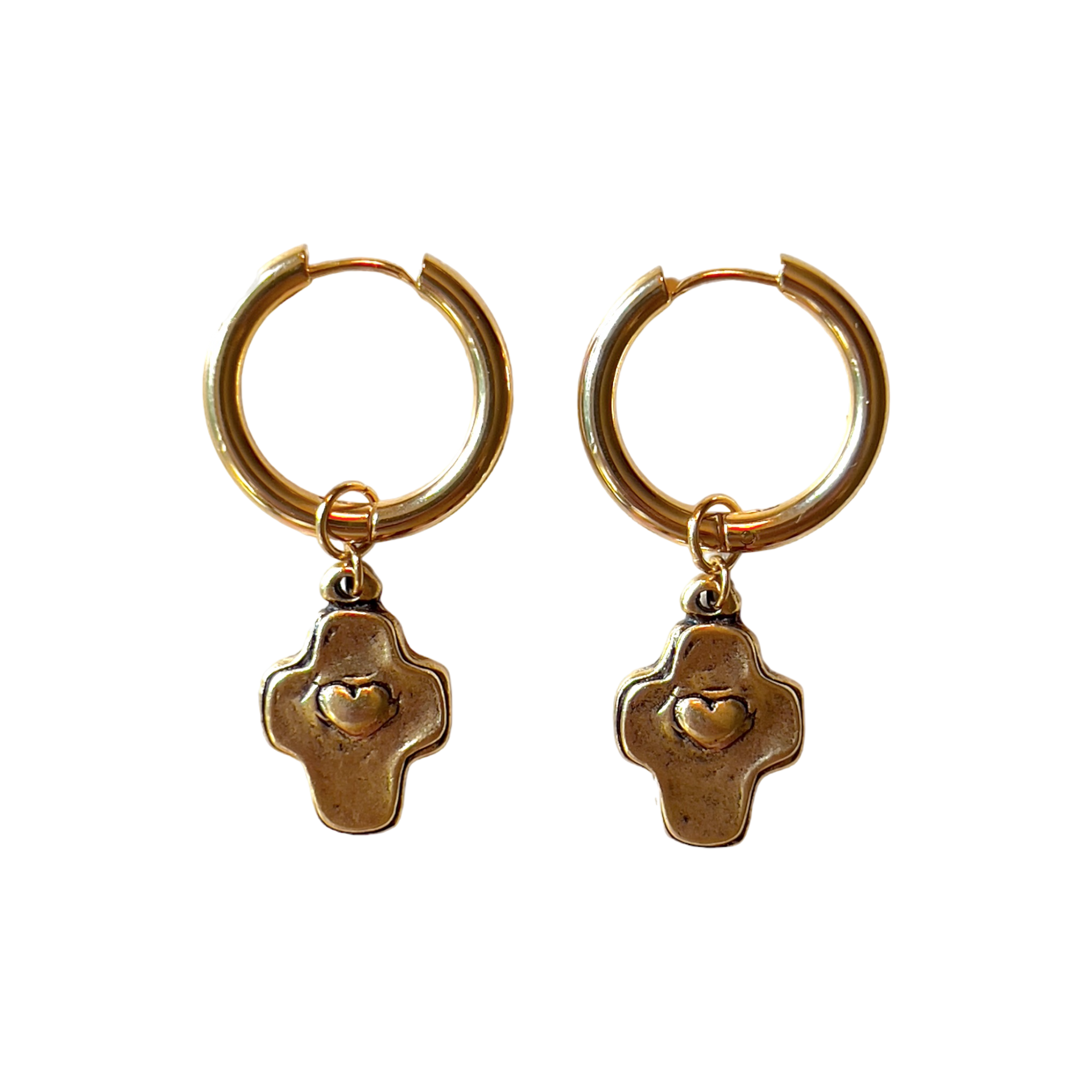 Gioia Gold Mini Cross Earrings