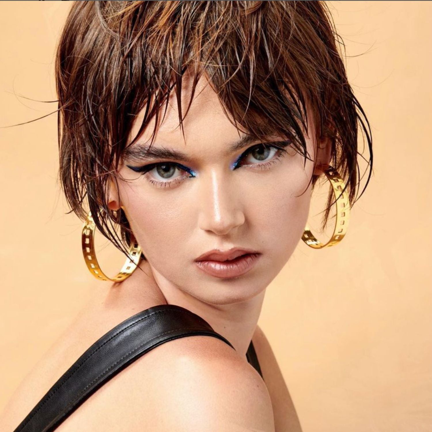 Girls On Film Hoop Post Earrings