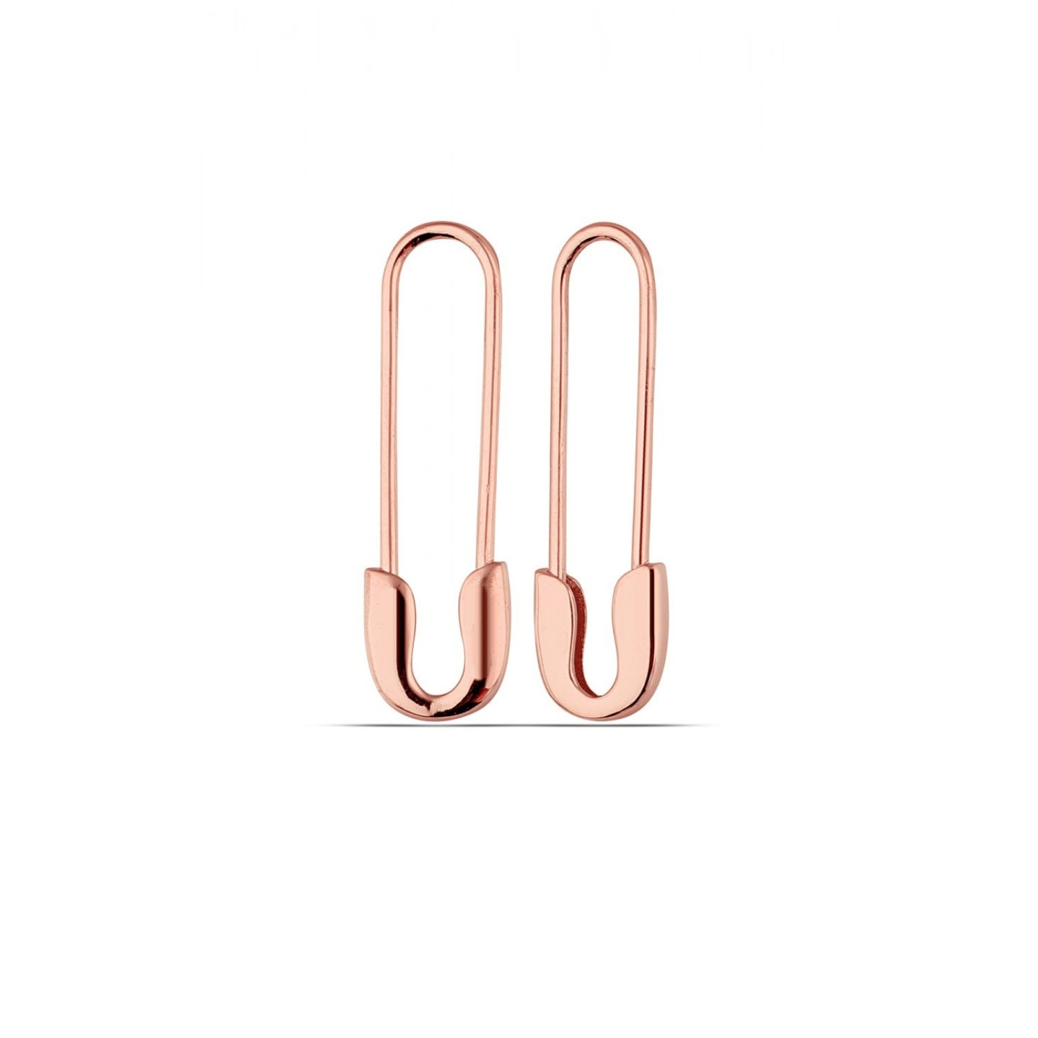 Sterling Silver Safety Pin Earrings - Rose Gold